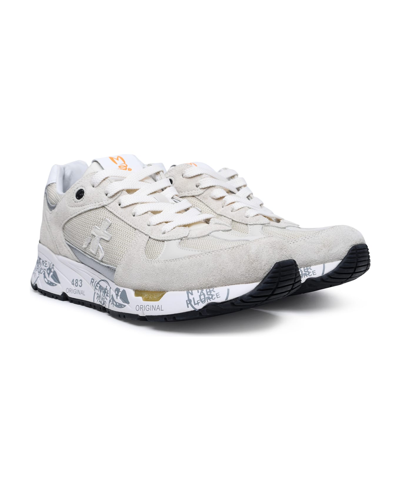 Premiata 'mase' Sneakers In Leather And Cream Fabric - Beige スニーカー