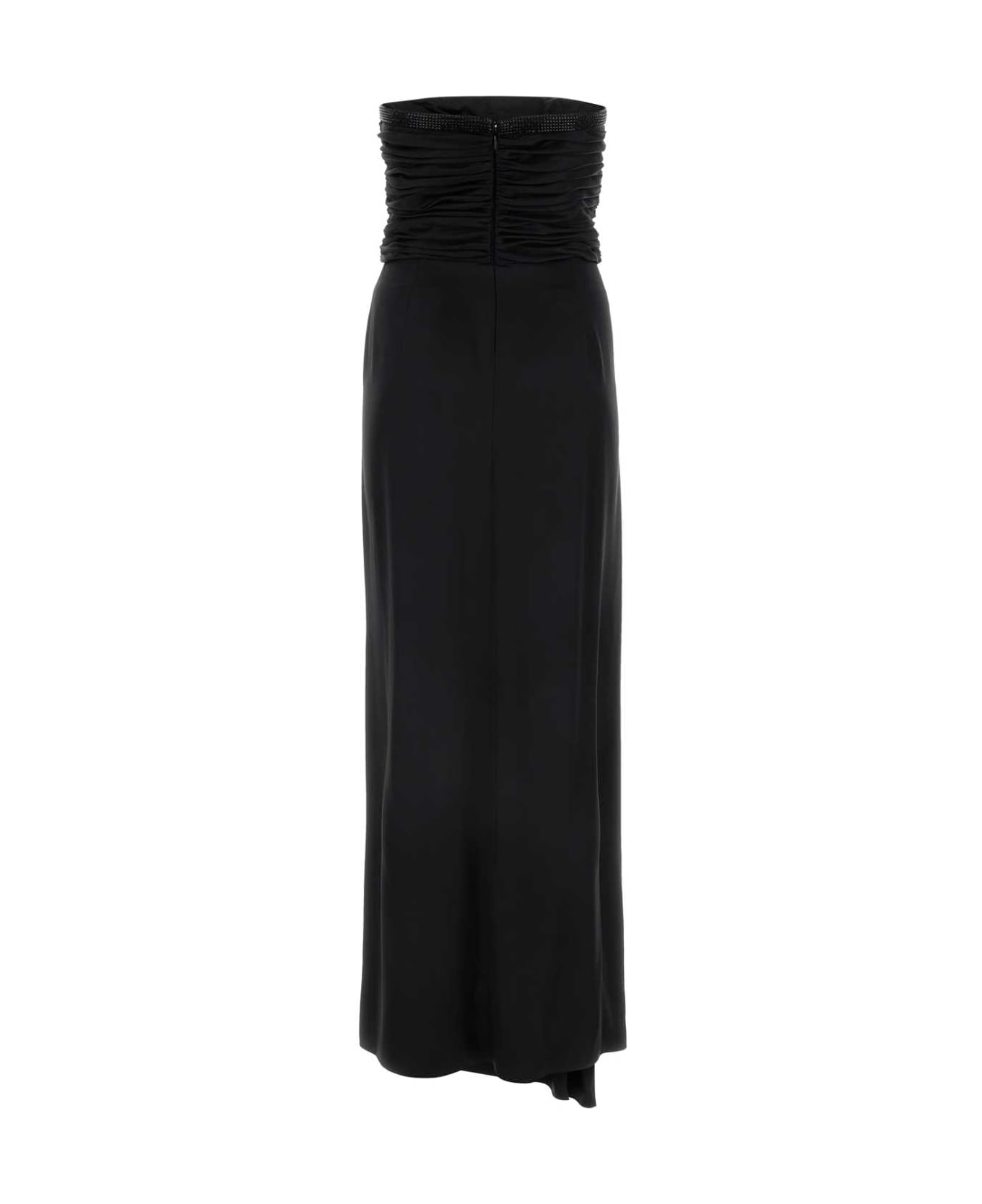 Giorgio Armani Black Satin Long Dress - PRINTED