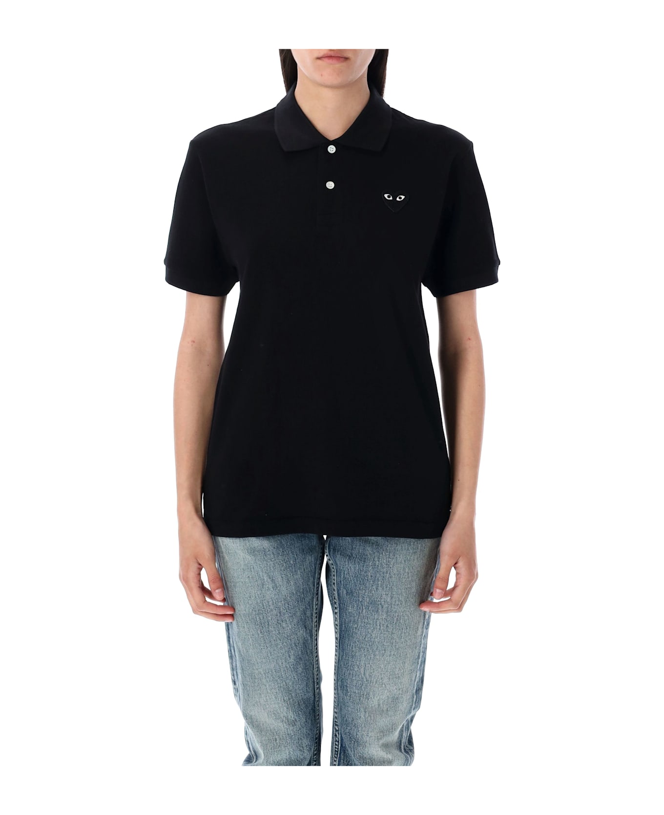 Comme des Garçons Play Black Heart Patch Polo Shirt - BLACK
