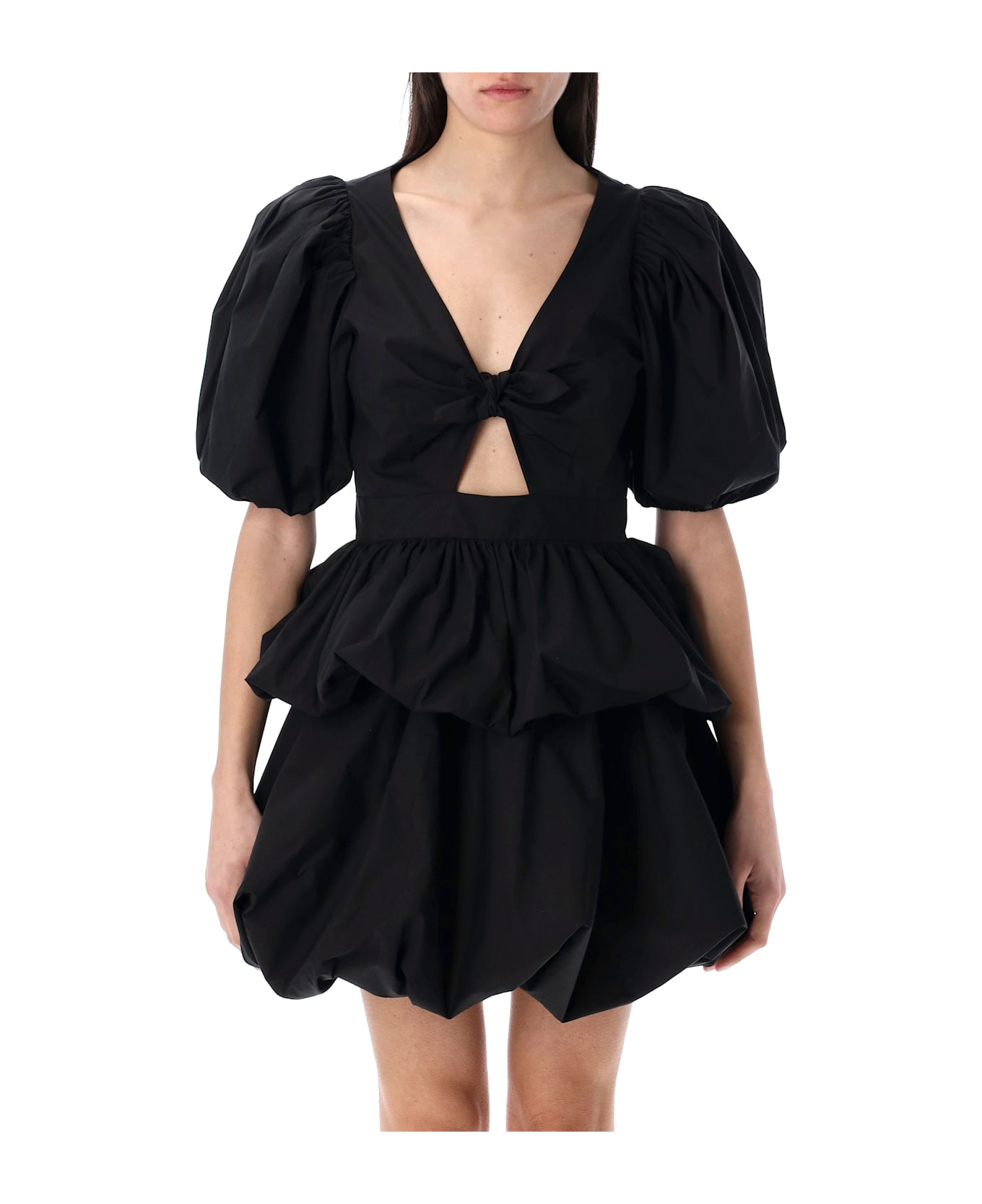Rotate by Birger Christensen Puff Sleeve Bubble Top - BLACK