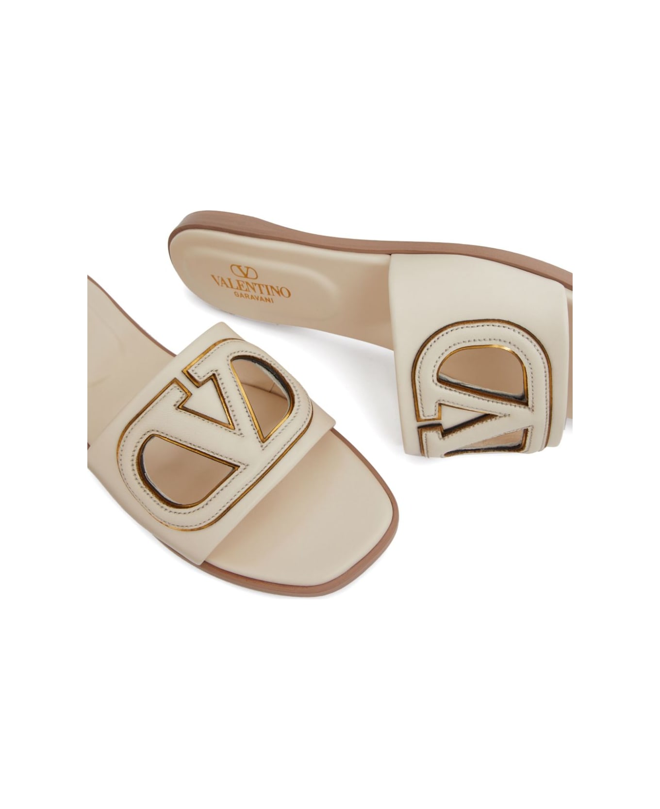 Valentino Garavani Vlogo Cut-out Leather Sandals - Ivory