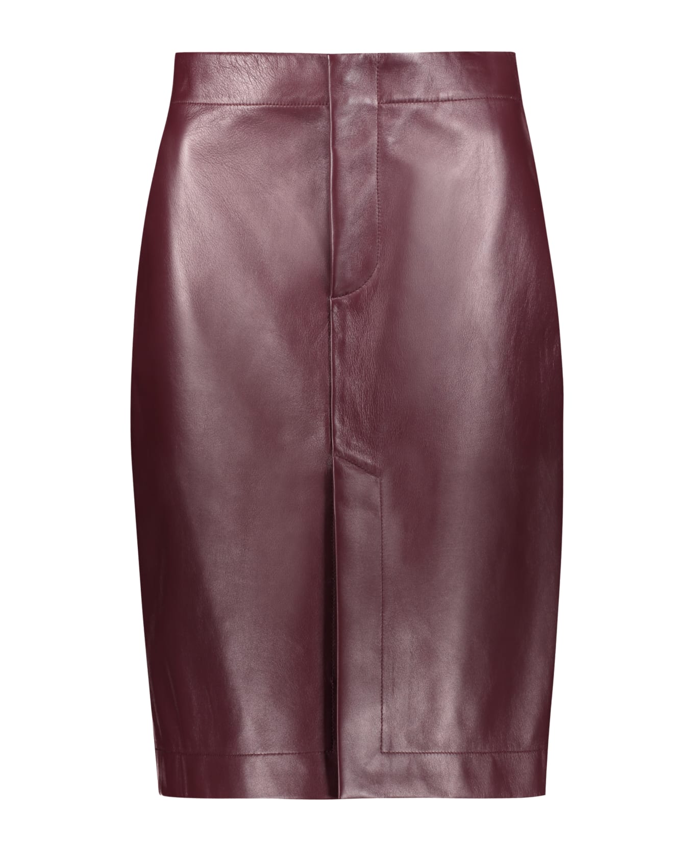 Bottega Veneta Leather Skirt - Burgundy