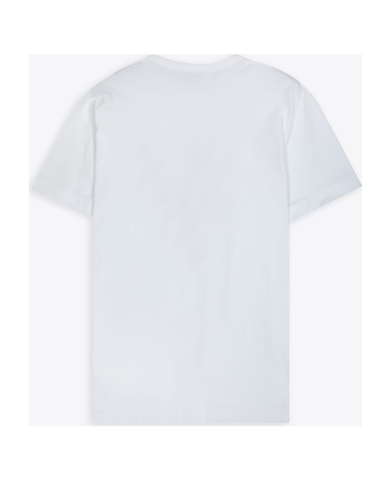 Comme des Garçons Play Mens T-shirt Short Sleeve Knit White t-shirt with big heart patch - Bianco