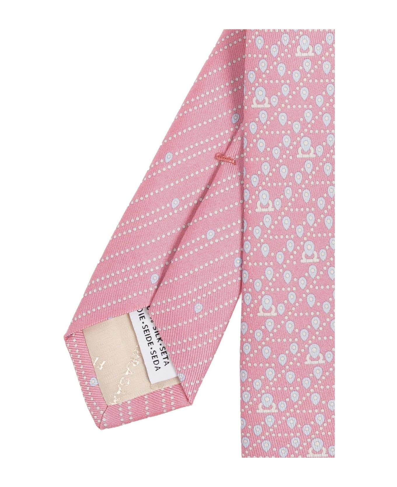 Ferragamo Tag Prined Tie - Pink