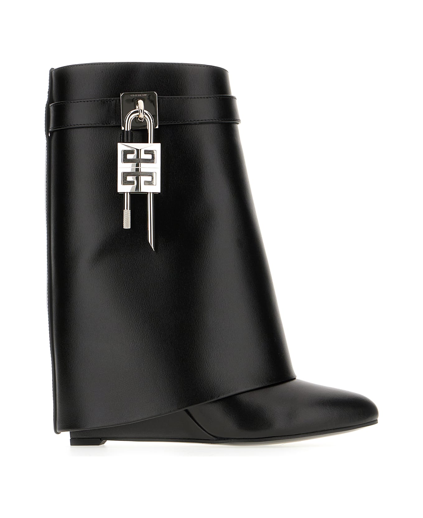 Givenchy Black Leather Shark Lock Ankle Boots - BLACK