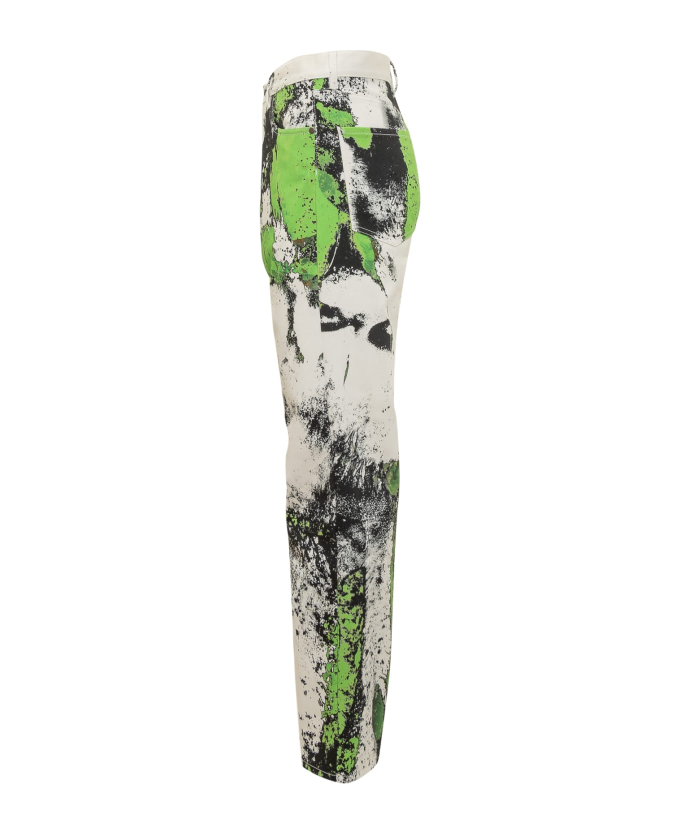 44 Label Group Pants With Corrosive Effect - WHITE-GRUNGE GREEN
