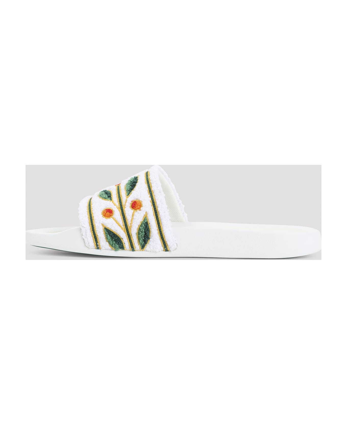 Casablanca Embroidered Terry Sandals - White
