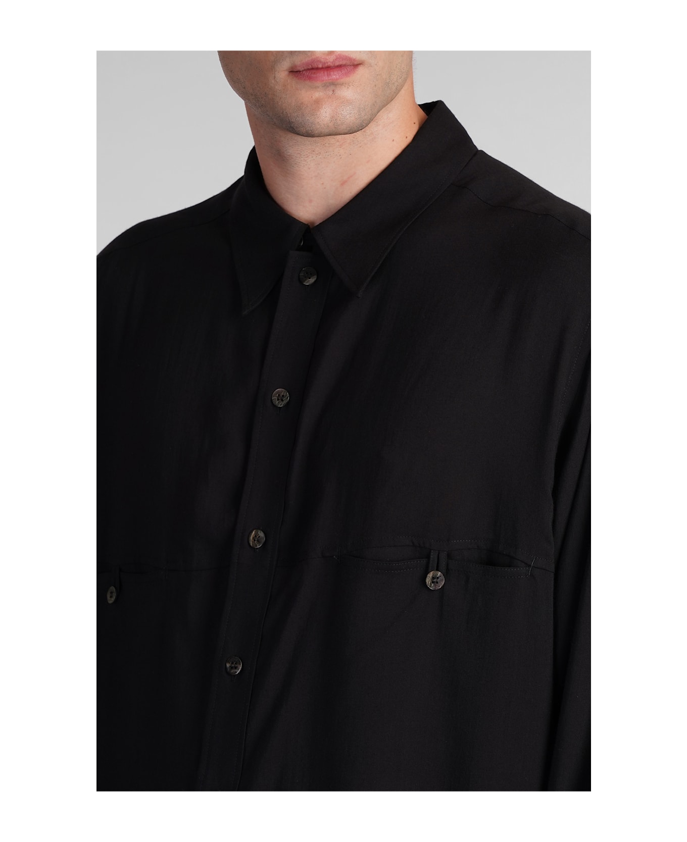 Yohji Yamamoto Shirt In Black Cellulose - black