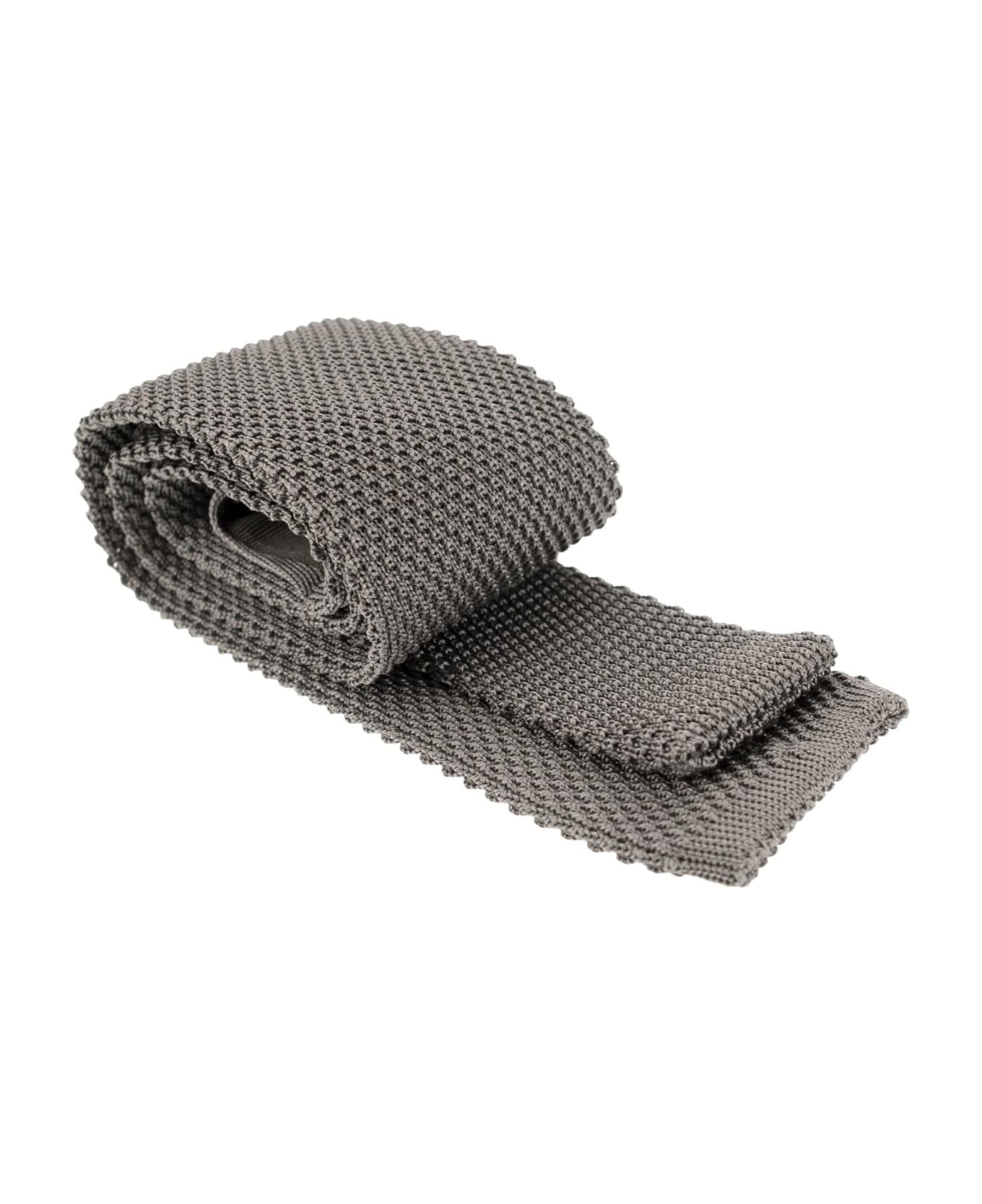 Brunello Cucinelli Silk Knit Tie - Grey