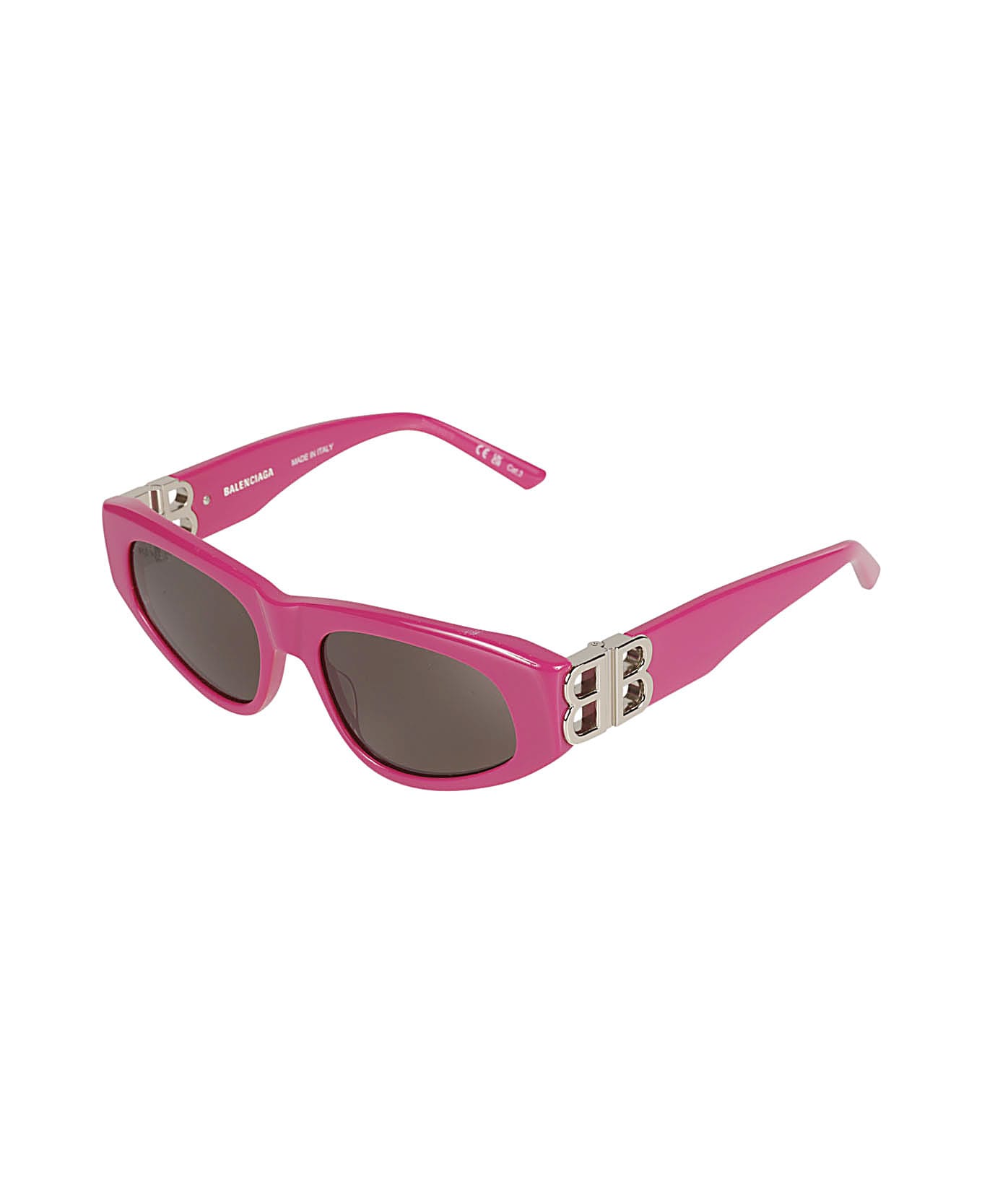 Balenciaga Eyewear Bb Hinge Logo Sided Sunglasses - Fuchsia/Silver/Grey