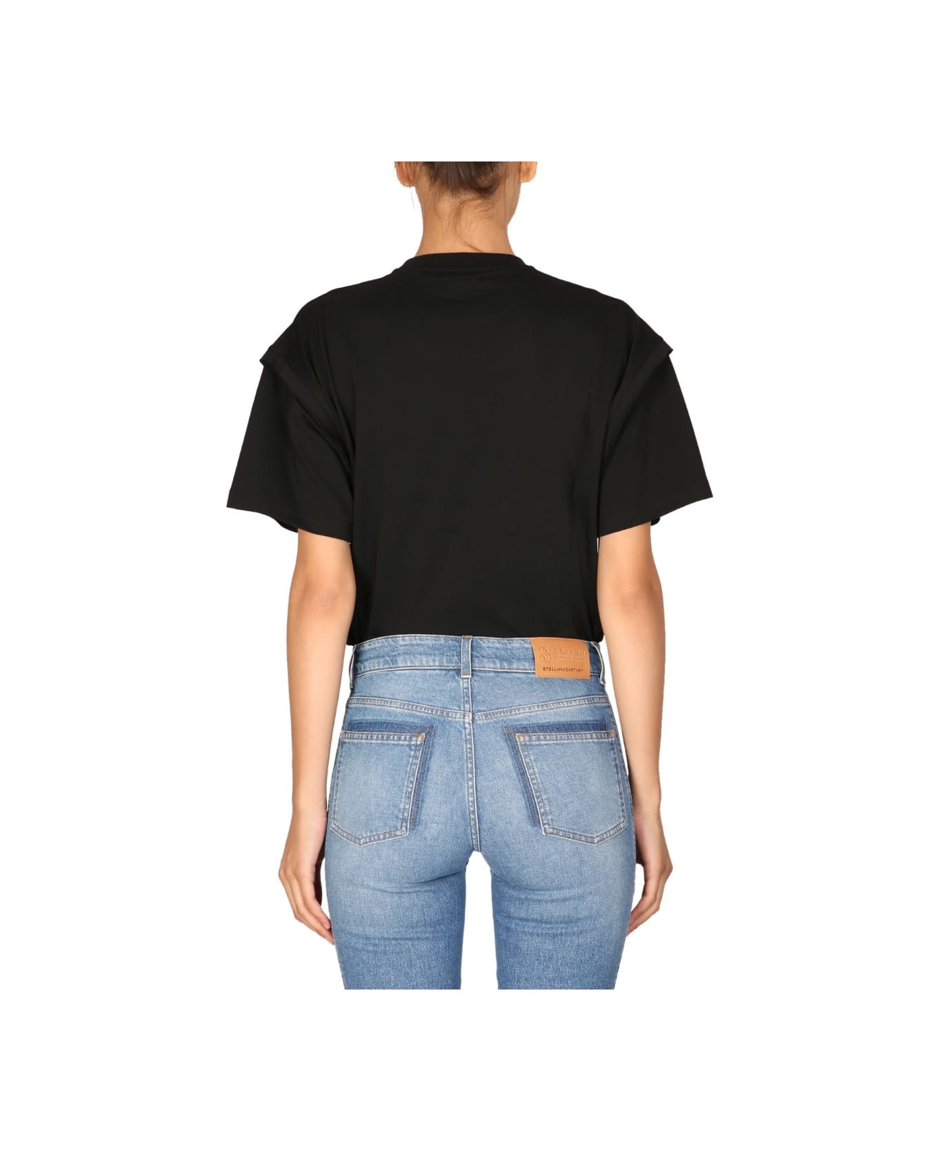 Stella McCartney Crystal Logo T-shirt - BLACK