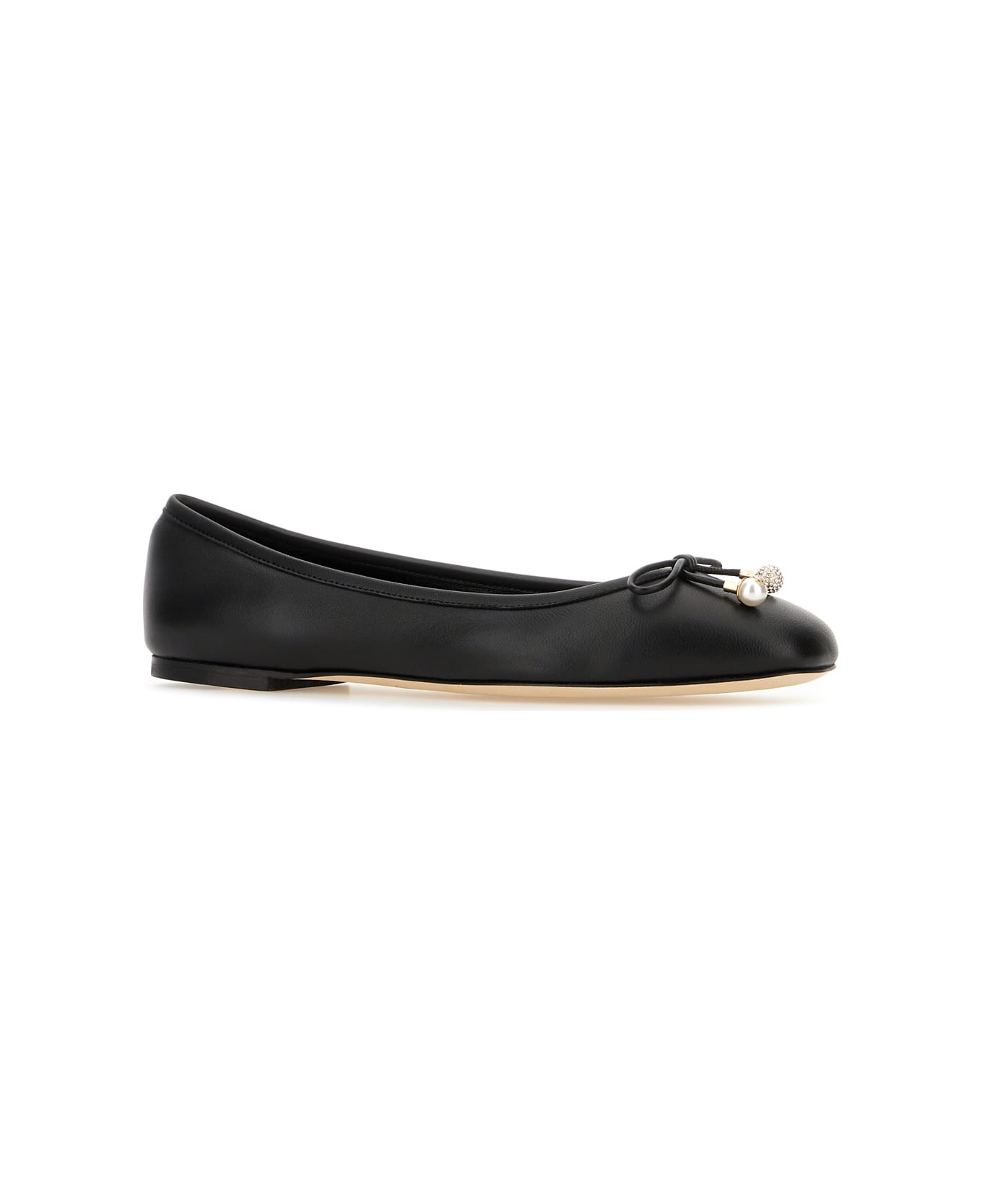 Jimmy Choo Black Nappa Leather Ballerinas - BLACK