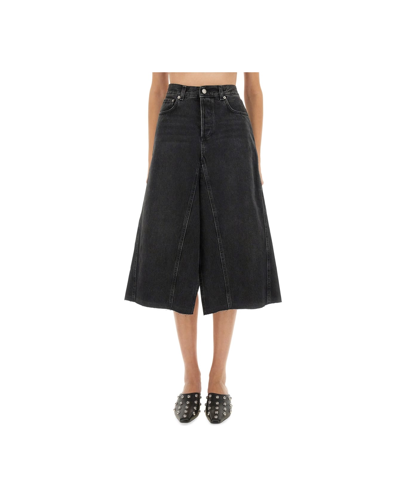 Haikure "stacy" Midi Skirt - BLACK