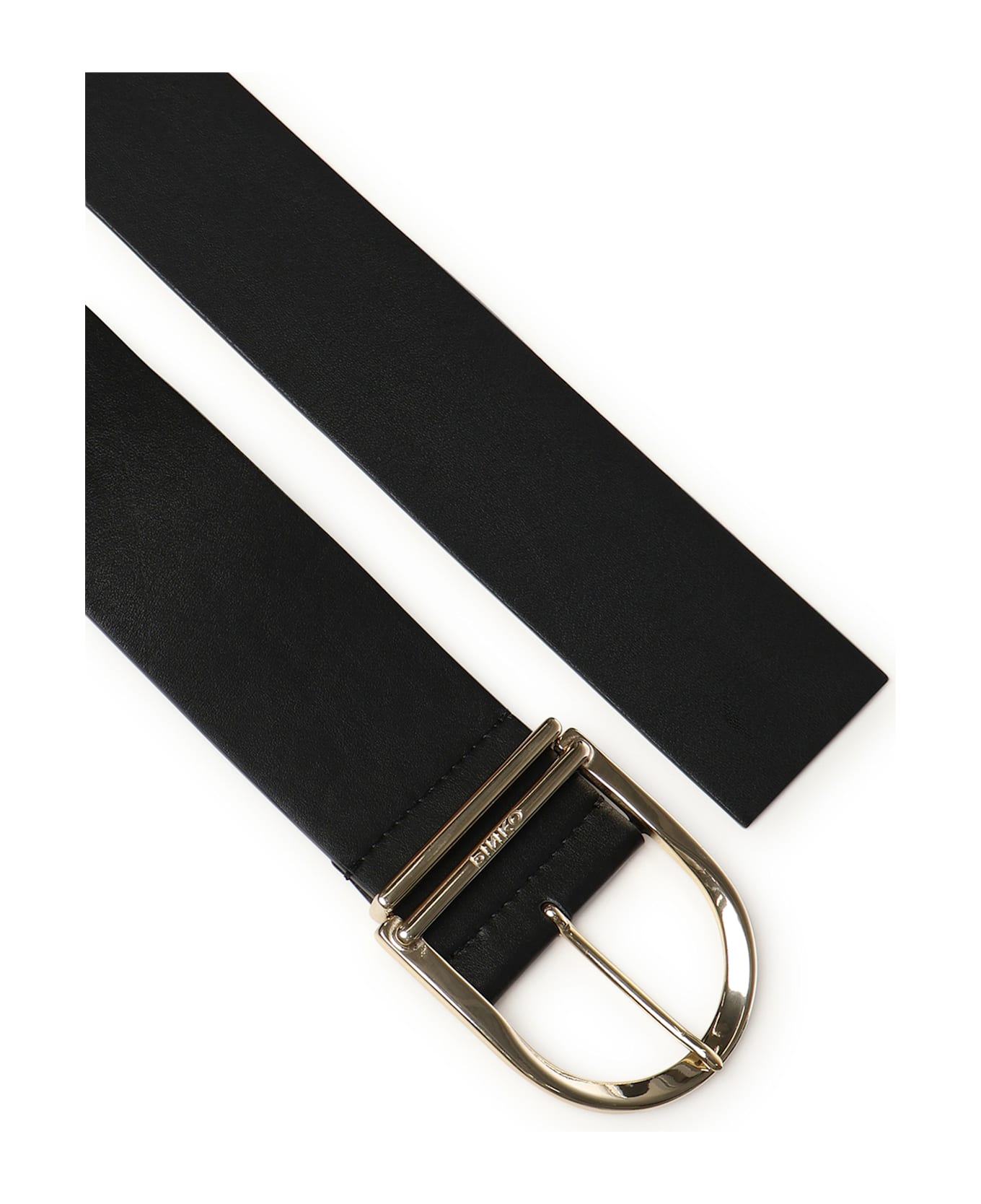 Pinko High Belt In Leather And Tassel 6cm - NERO-LIGHT GOLD