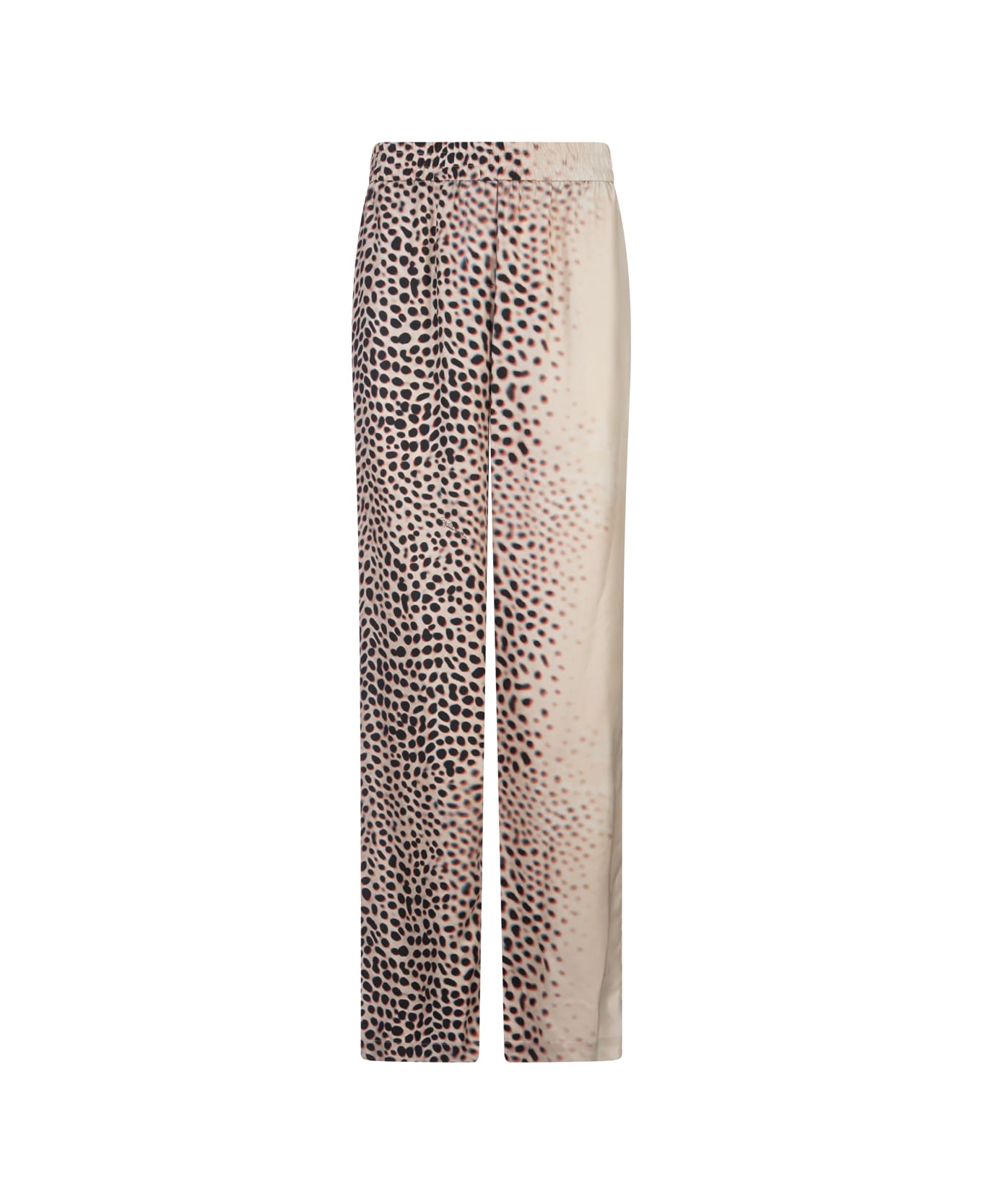 Roberto Cavalli Light Beige Trousers With Leopard Pattern - White