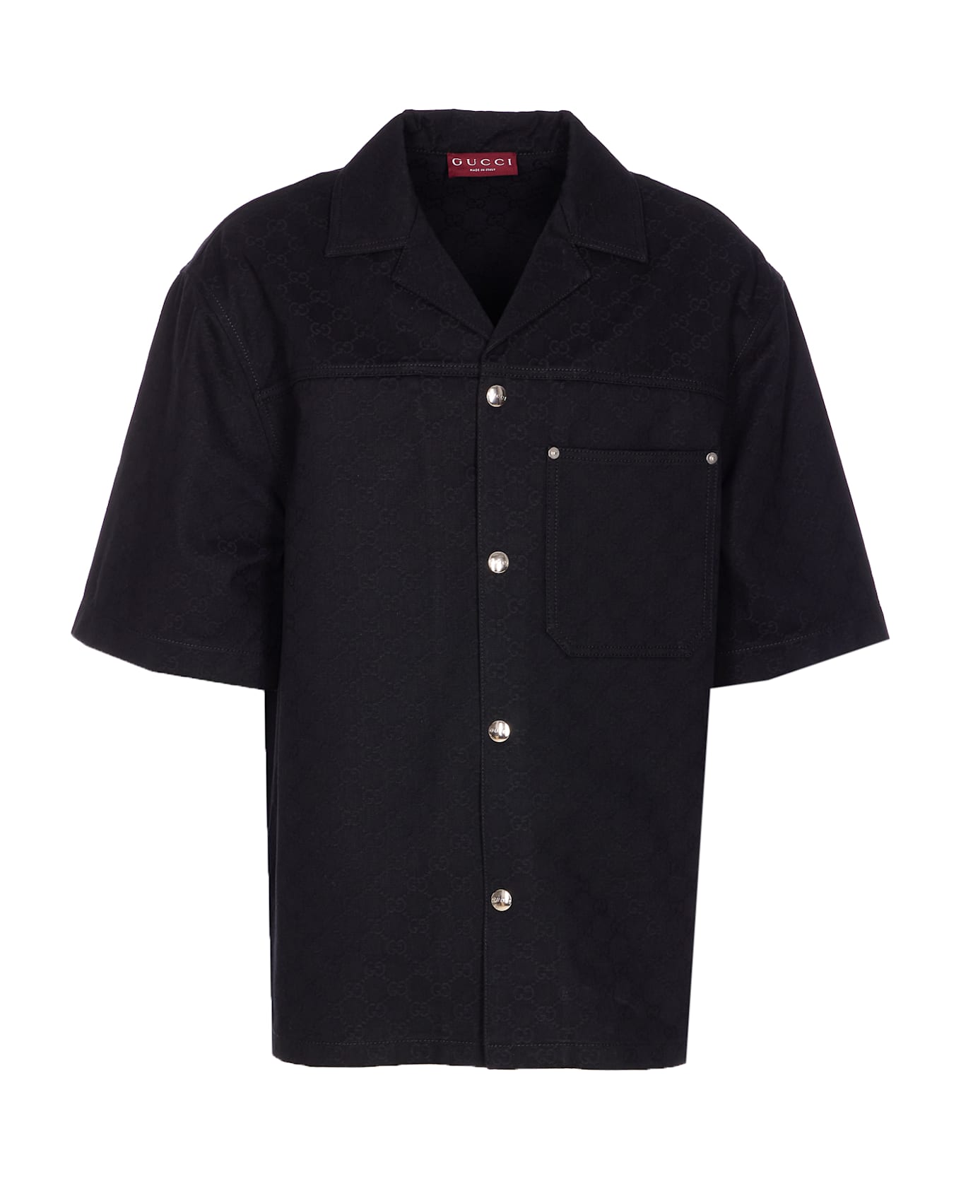 Gucci Gg Jacquard Denim Shirt - Black