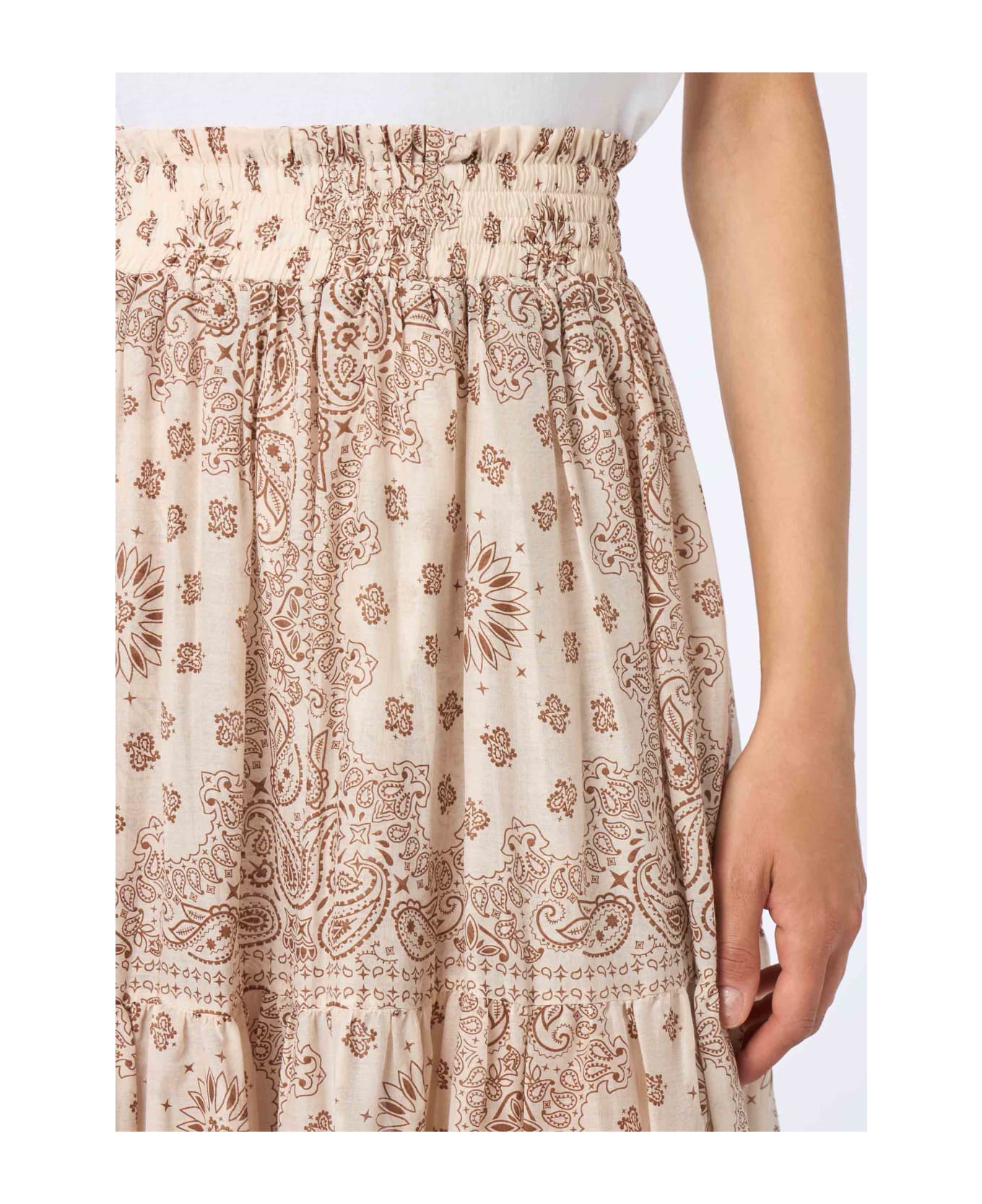 MC2 Saint Barth Woman Silk Voile Pleated Long Skirt Cheyenne - WHITE