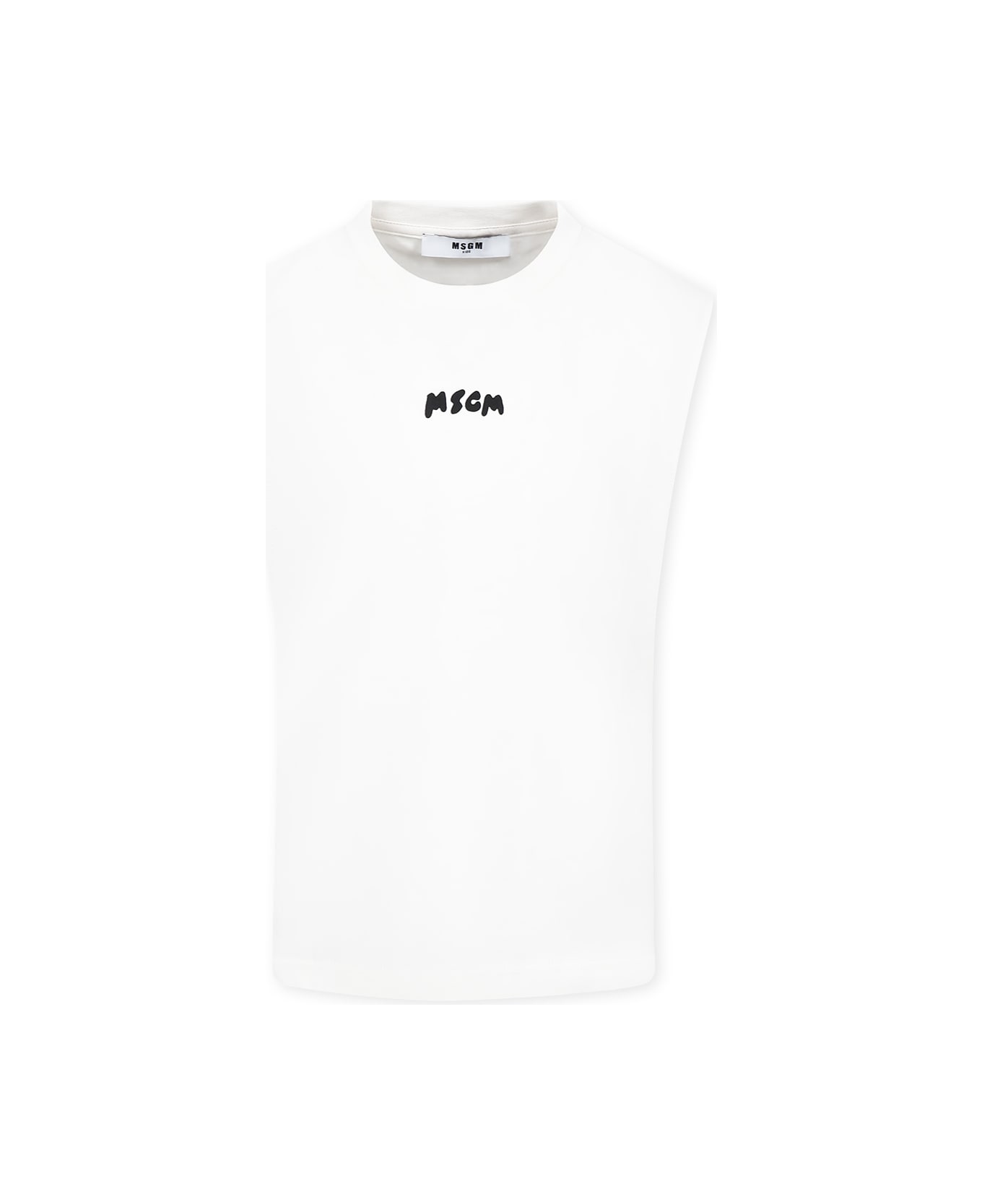 MSGM Ivory Tank Top For Boy With Logo - Ivory