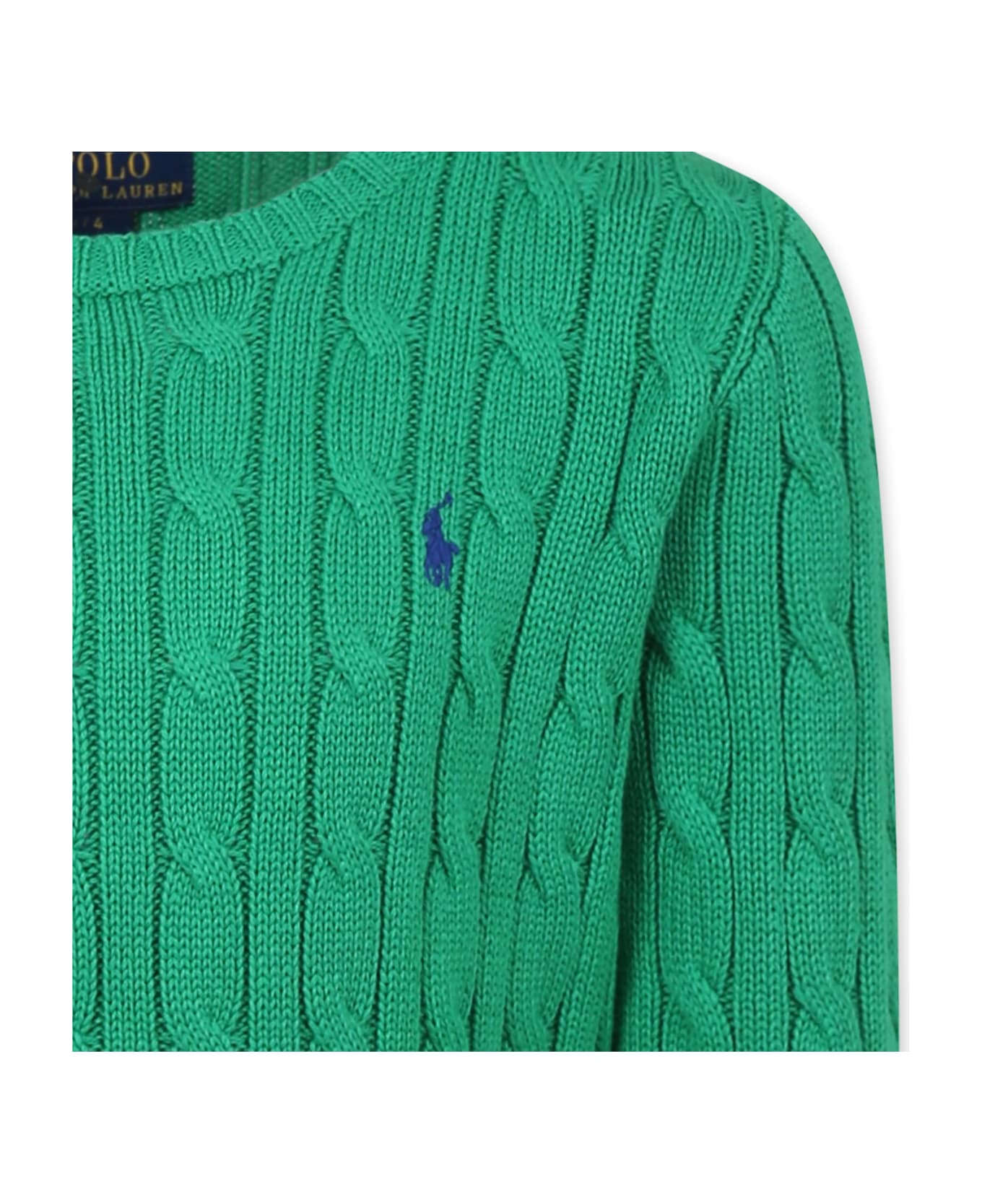 Ralph Lauren Green Sweater For Boy With Horse - Green