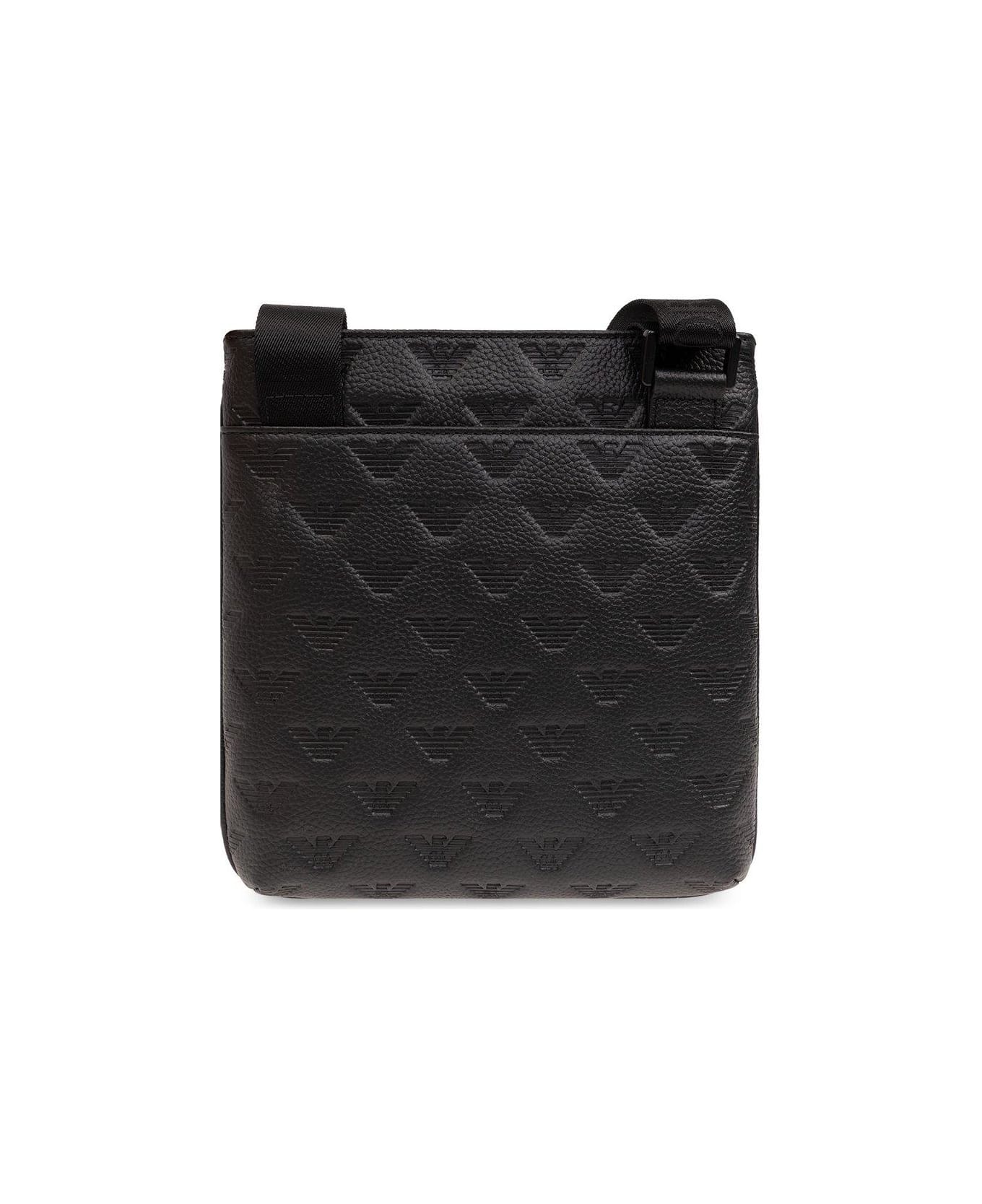 Emporio Armani Monogrammed Shoulder Bag - Black