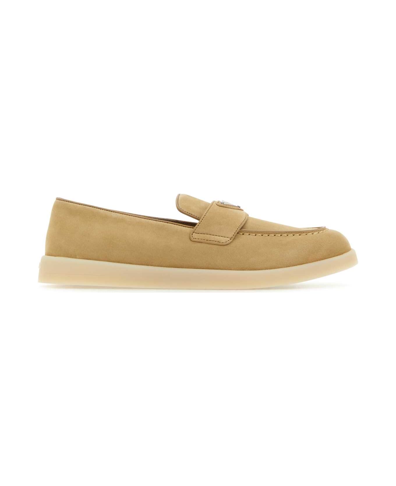 Prada Beige Suede Loafers - ECRU