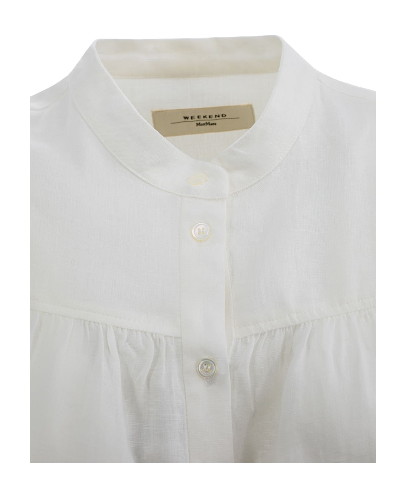 Weekend Max Mara Linen Canvas Shirt With Embroidery - Beige