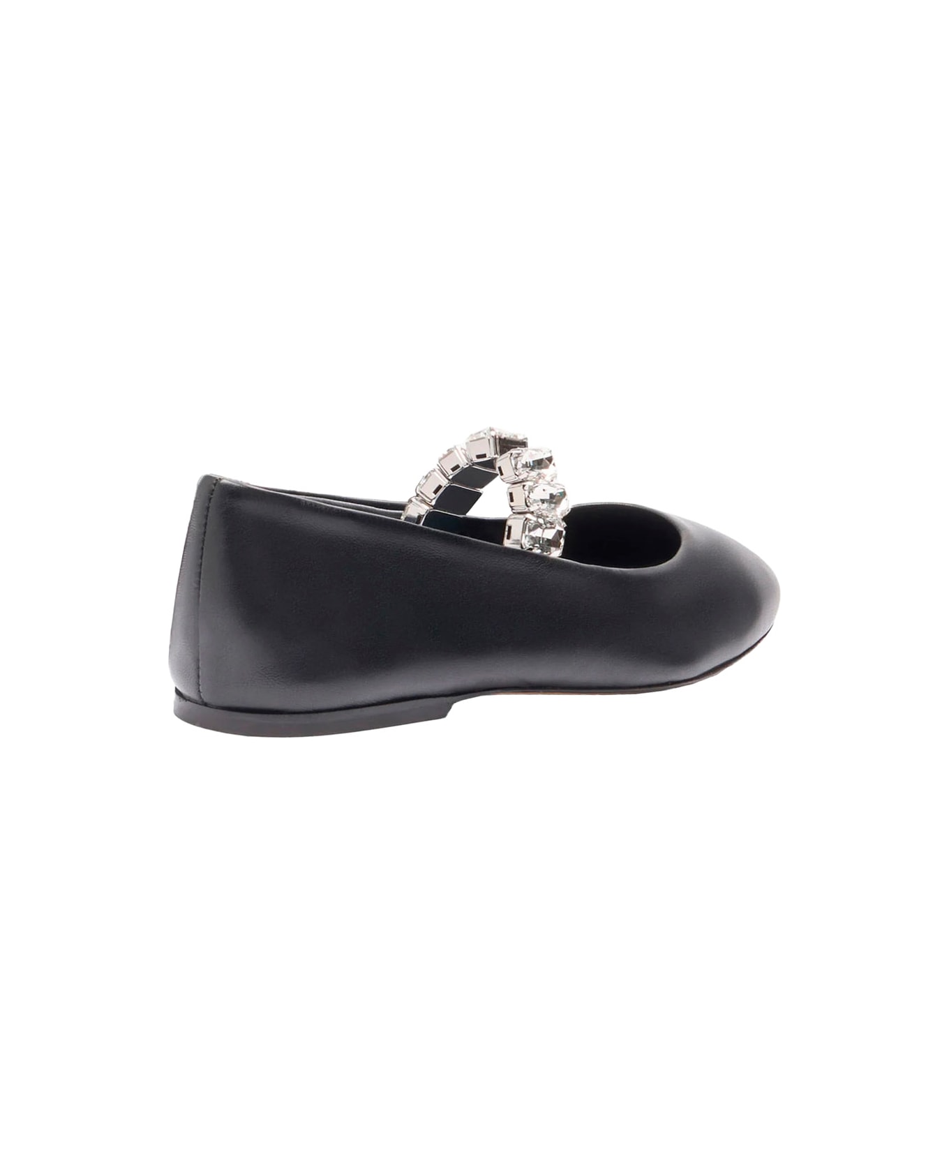 Casadei Black Ballet Shoes With Crystal Embellishments In Leather Woman - Black
