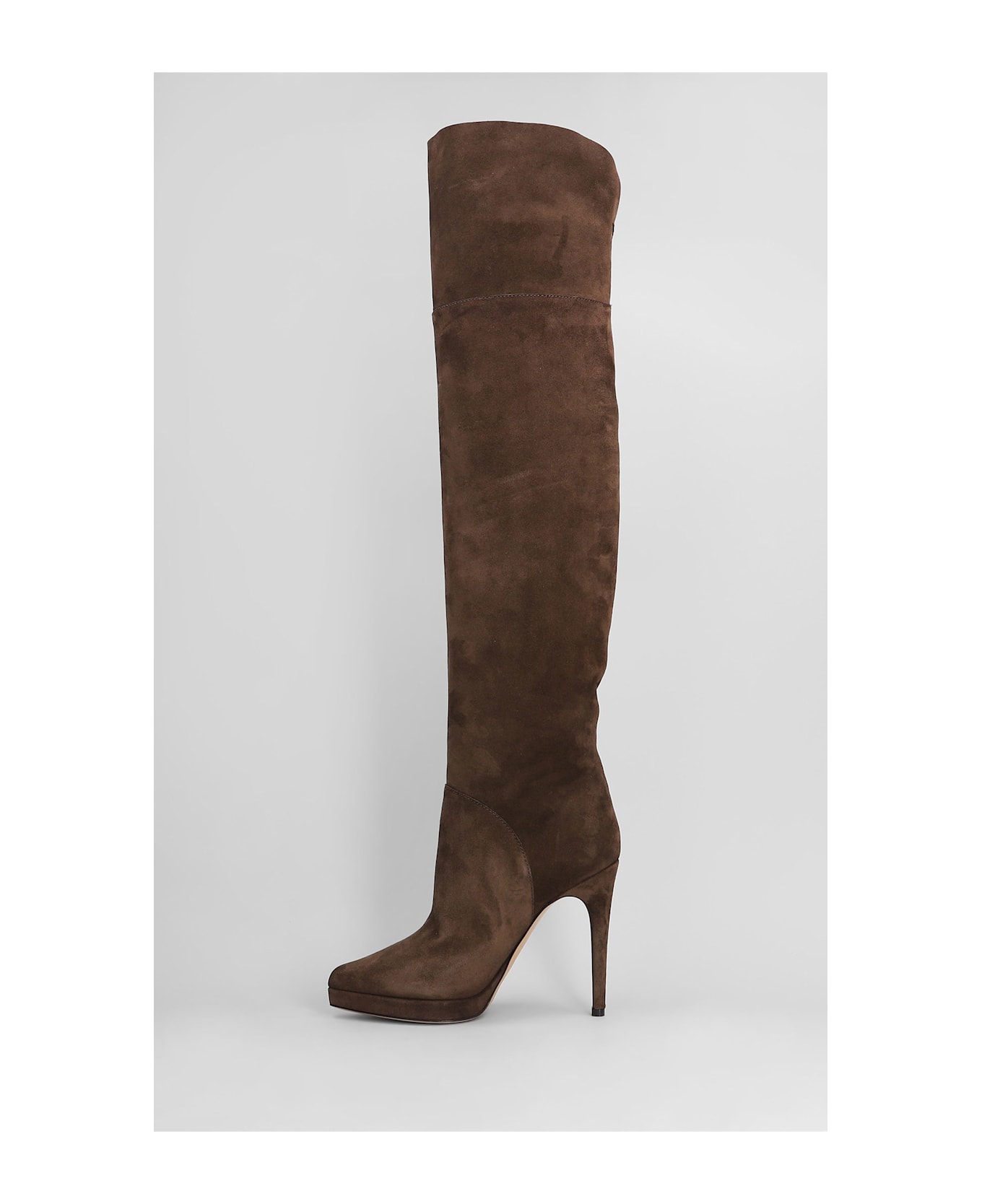 Casadei Michelle High Heels Boots In Brown Suede - brown