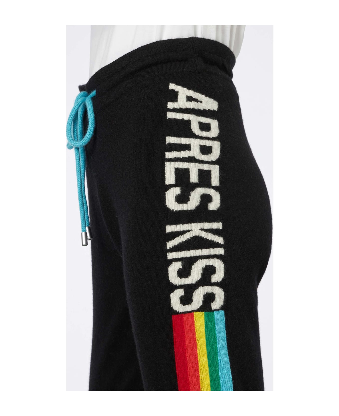 MC2 Saint Barth Knitted Sweatpants With Rainbow Intarsia - BLACK