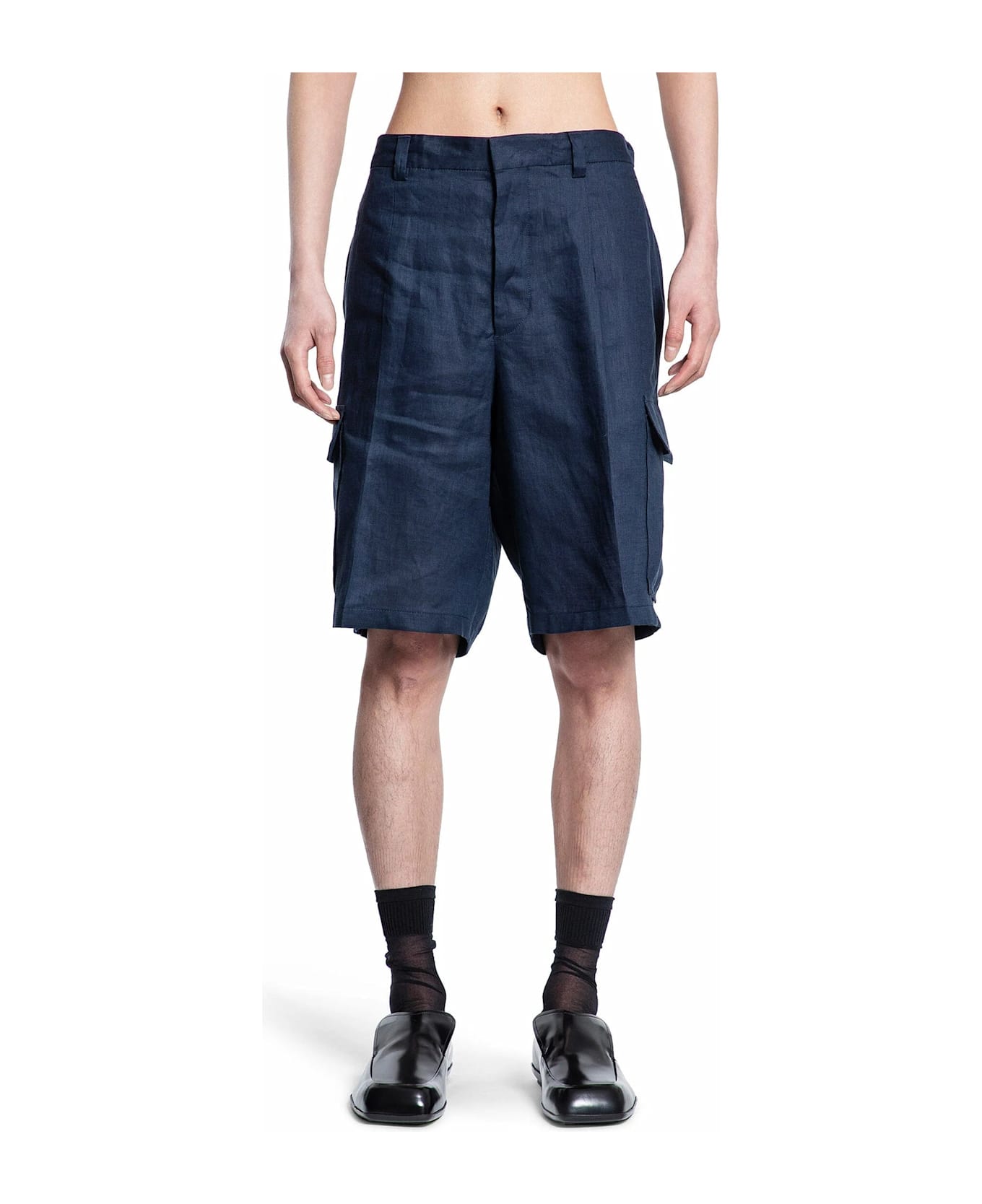 Prada Linen Bermuda - Blue