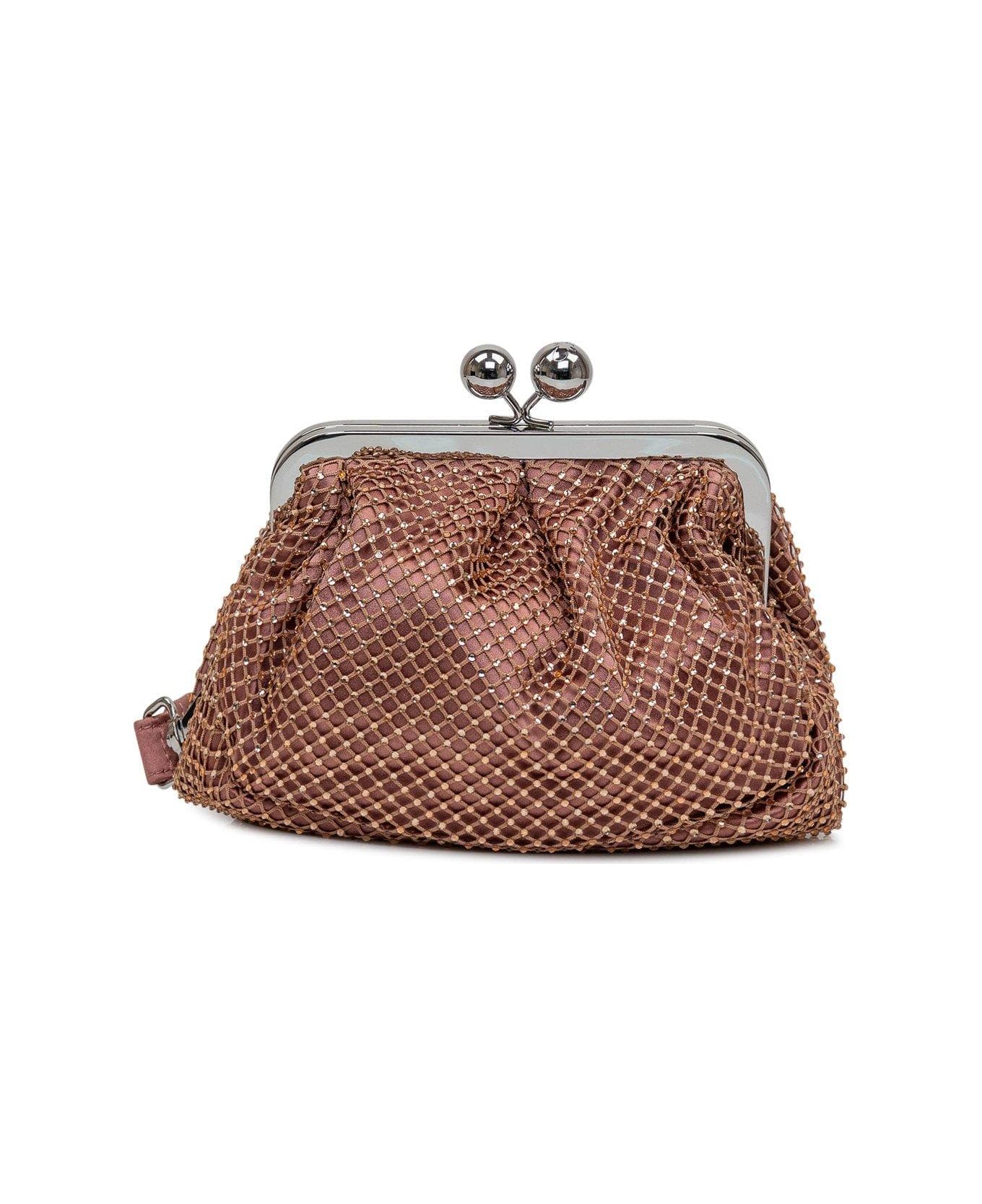 Weekend Max Mara Pasticcino Edita Bag In Mesh And Rhinestones - Blush