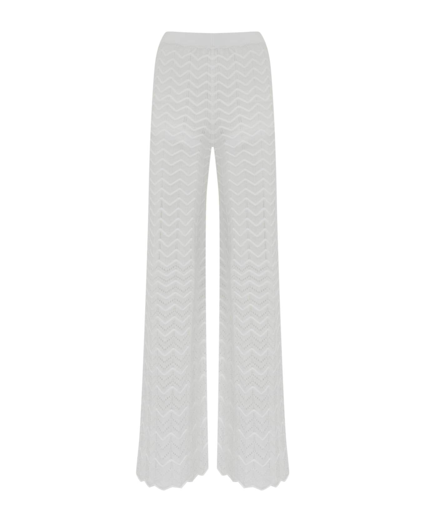 D.Exterior Trousers In Viscose And Cotton Perforated Lace - Bianco