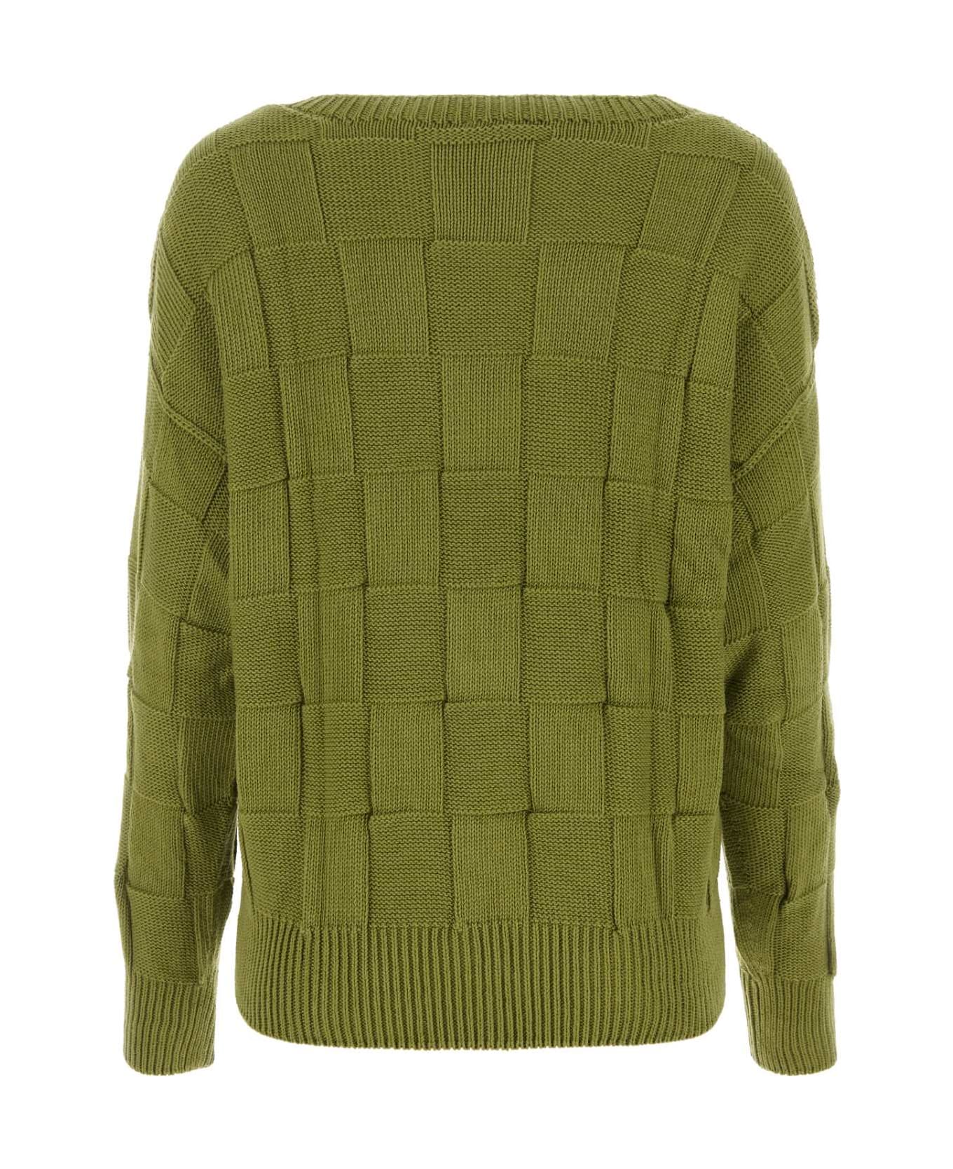 Baserange Olive Green Cotton Sweater - ZEKGREEN