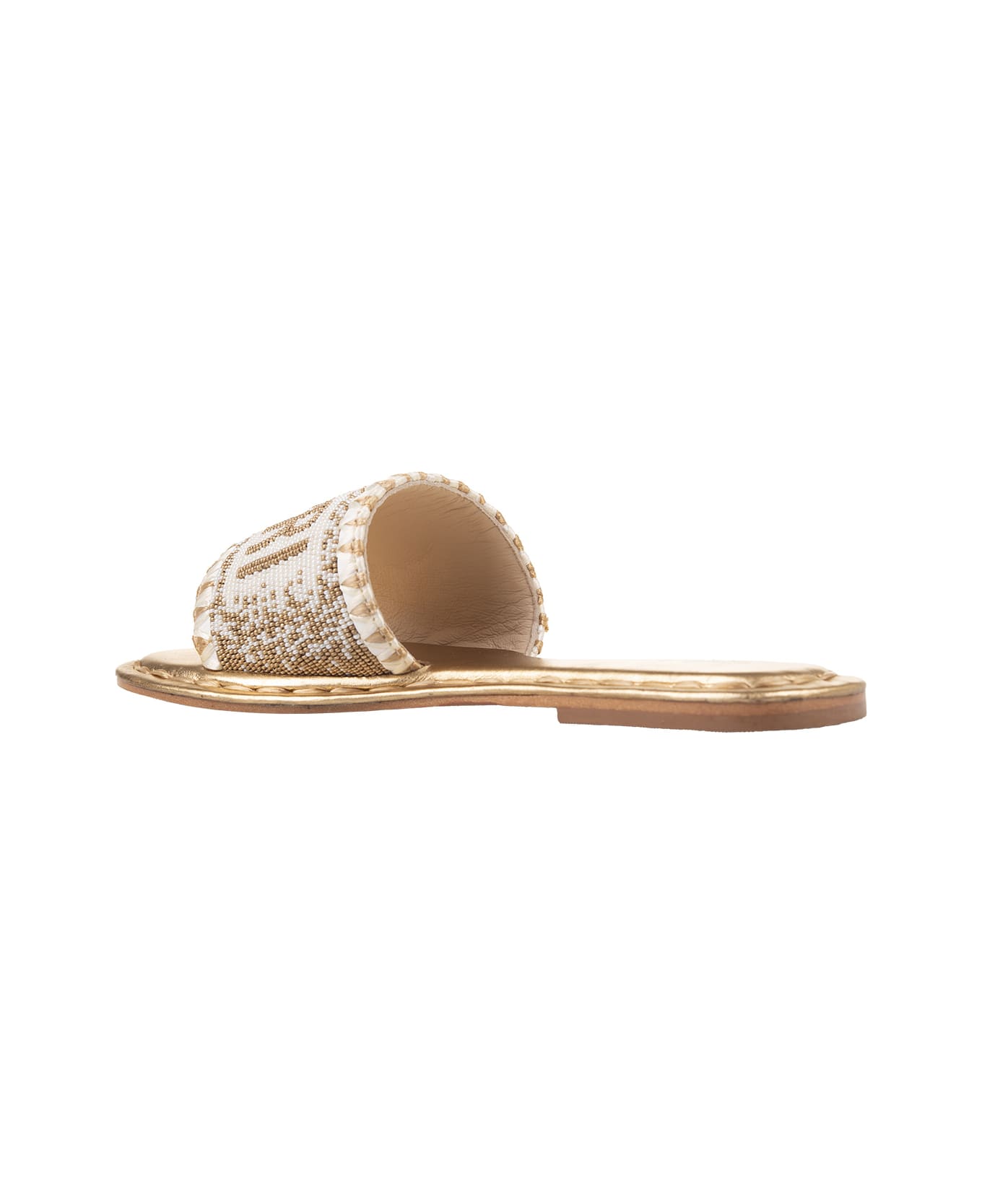 De Siena Capri Low Sandals In Off White-gold - White
