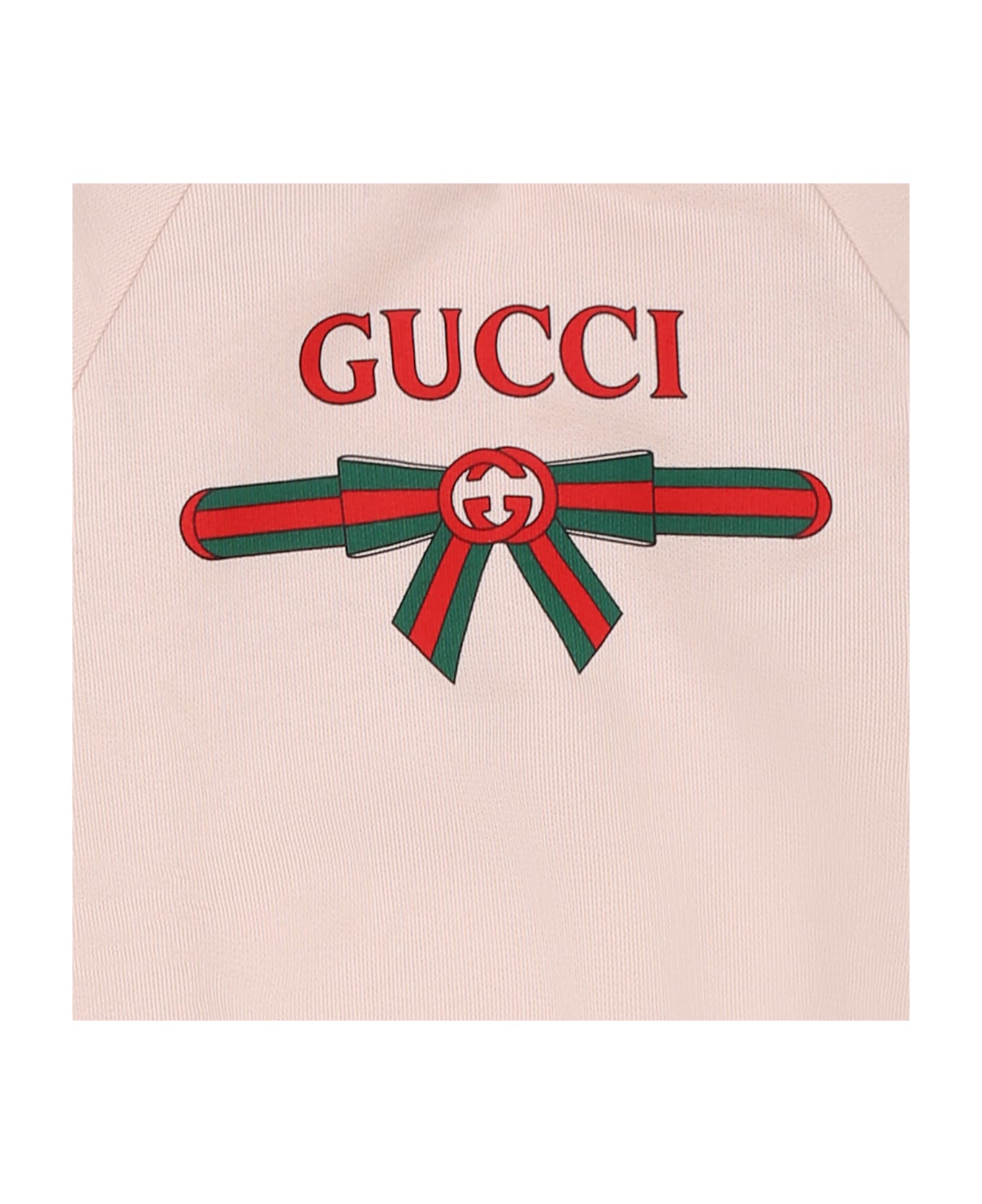 Gucci Pink Sweatshirt For Girl With Web Detail - Pink