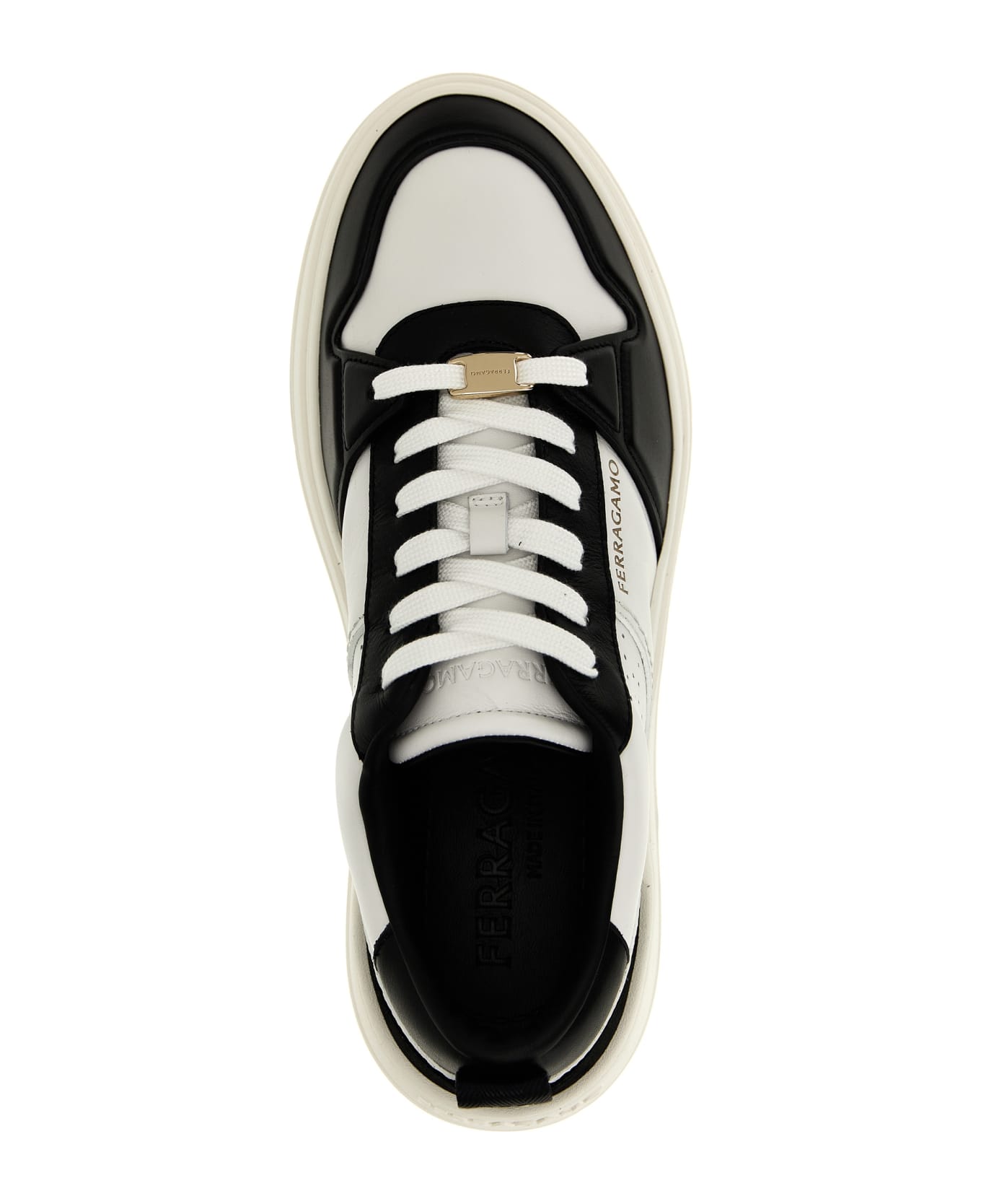 Ferragamo Two-tone Leather Sneakers - White/Black
