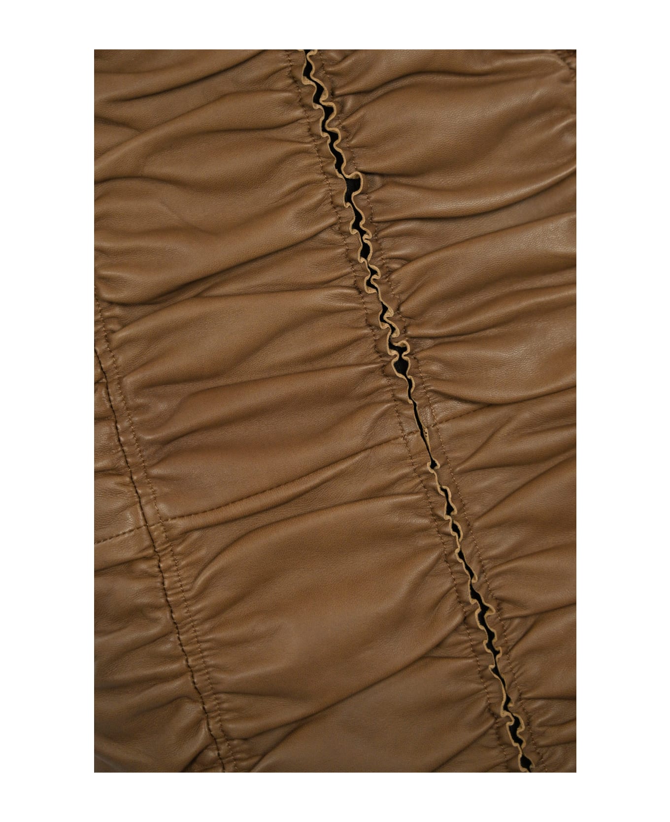 Pinko Gathered Leather Skirt - Noce