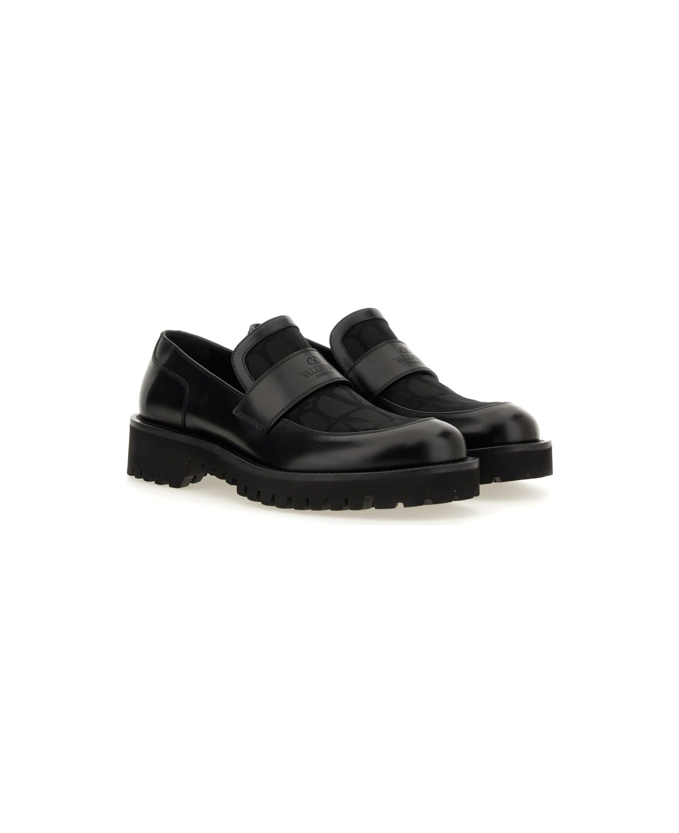 Valentino Garavani Moccasin Toile Iconographe - BLACK