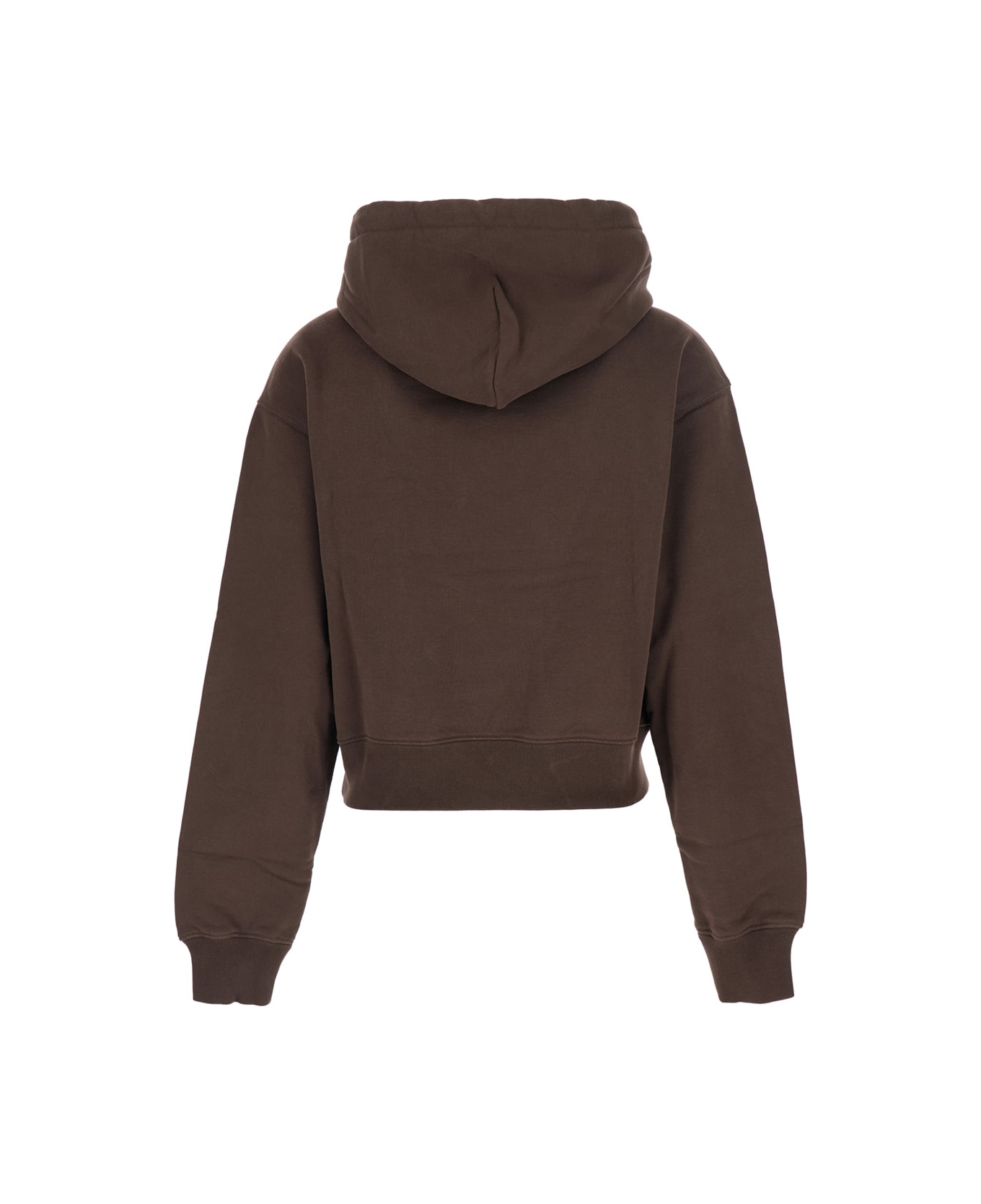 Jacquemus 
le Hoodie Gros Grain
 Brown Cropped Hoodie With Drawstring Hood And Logo Patch On The Front In Cotton Woman - Brown