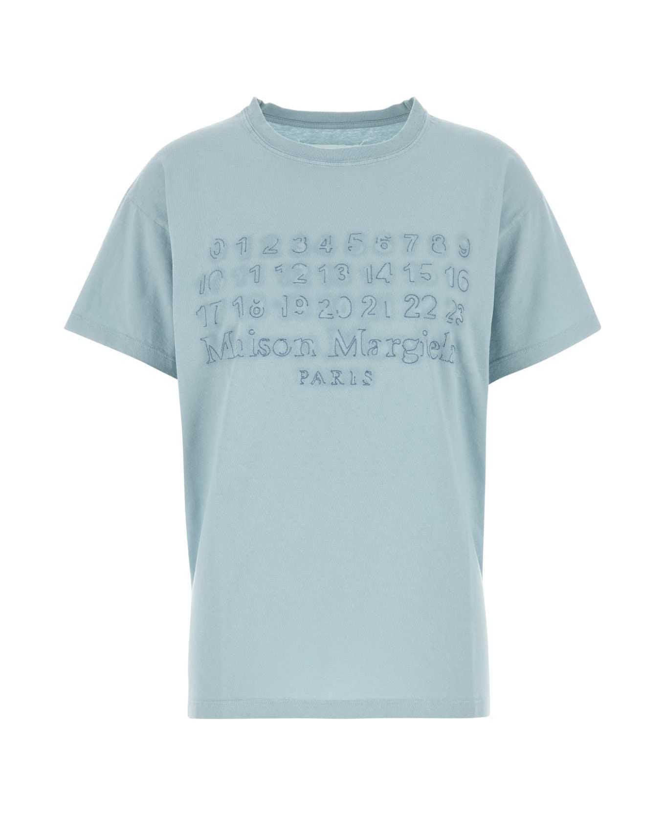 Maison Margiela Light Blue Cotton T-shirt - BABYBLUE