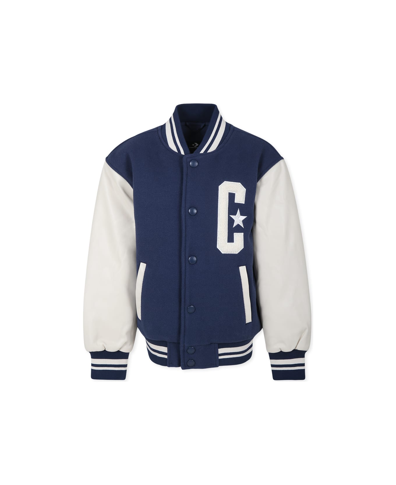 Converse Blue Bomber Jacket For Boy With Logo - Blue