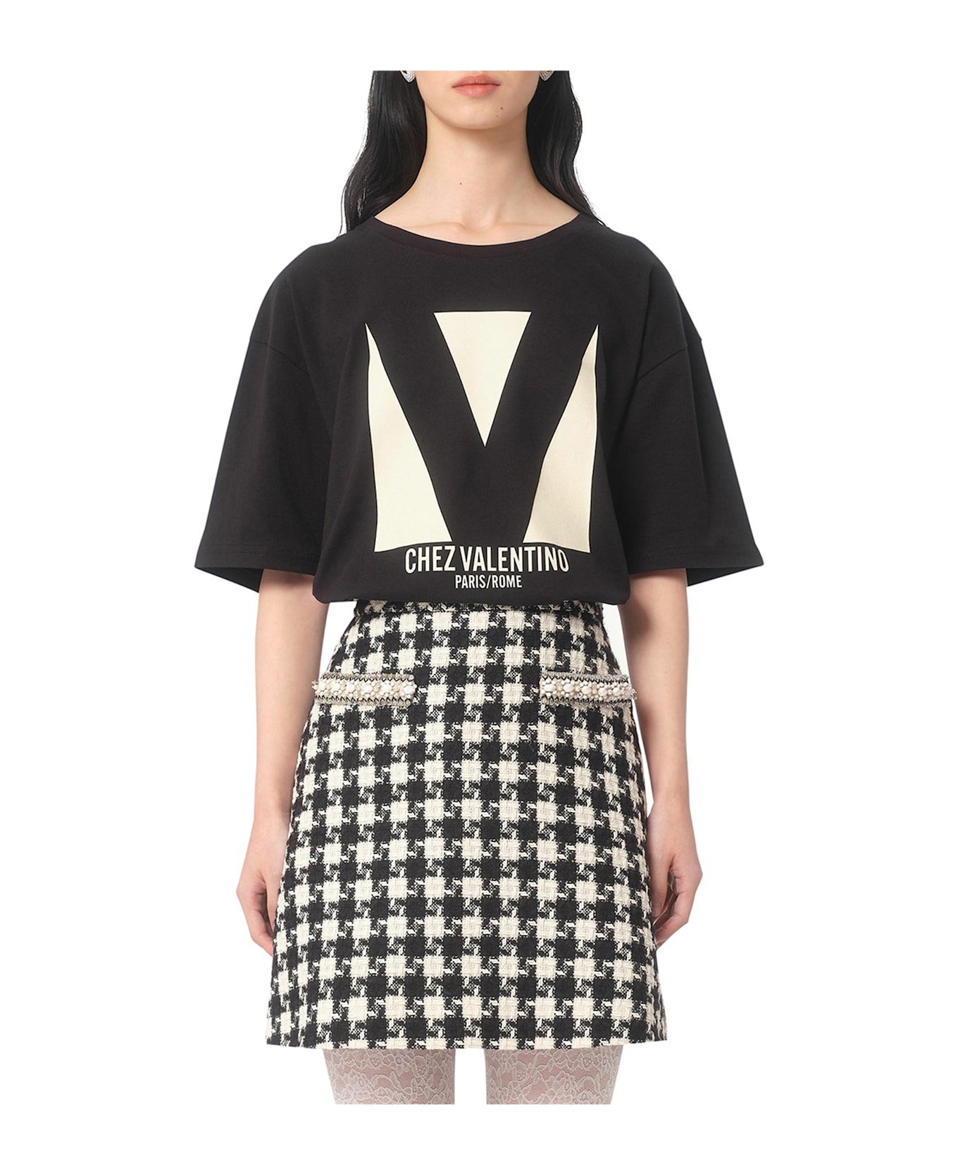 Valentino Garavani Chez Valentino Print Cotton Jersey T-shirt - Black