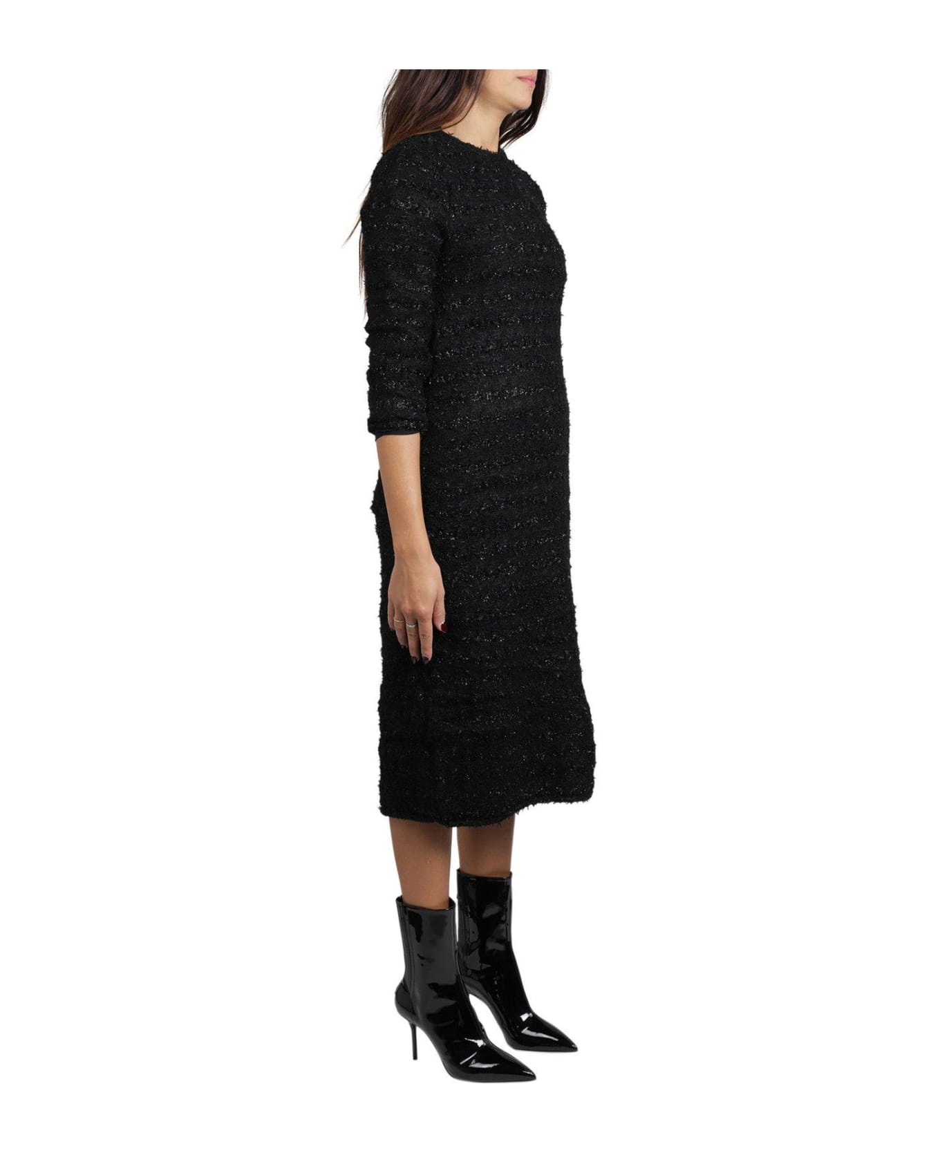 Balenciaga Crewneck Tweed Dress - Black