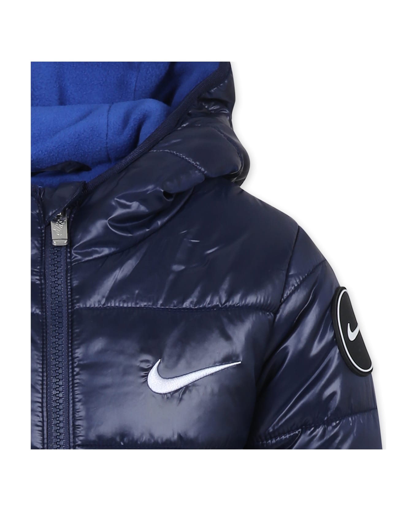 Nike Blue Down Jacket For Boy With Swoosh - Blue