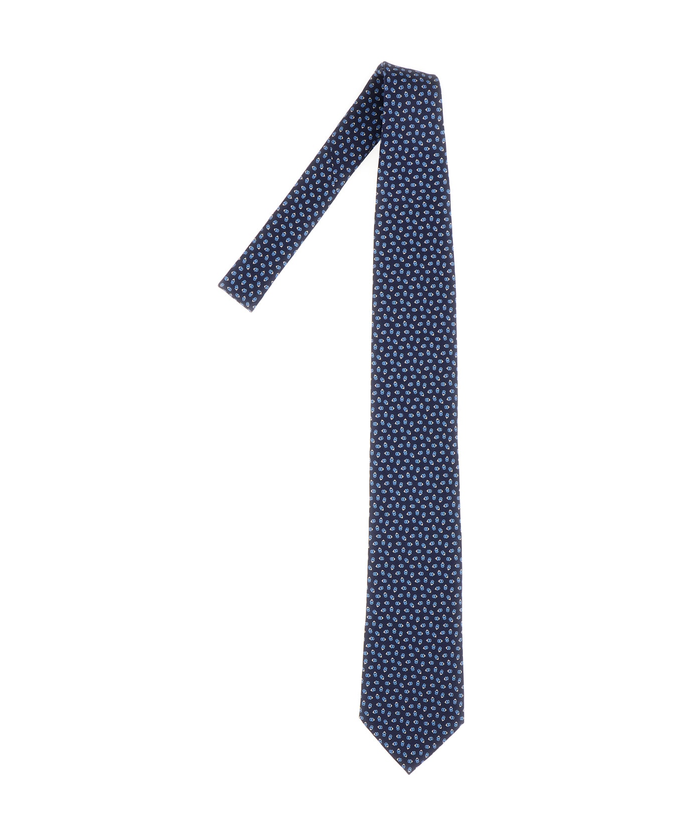 Zegna Embroidered Silk Tie - Navy