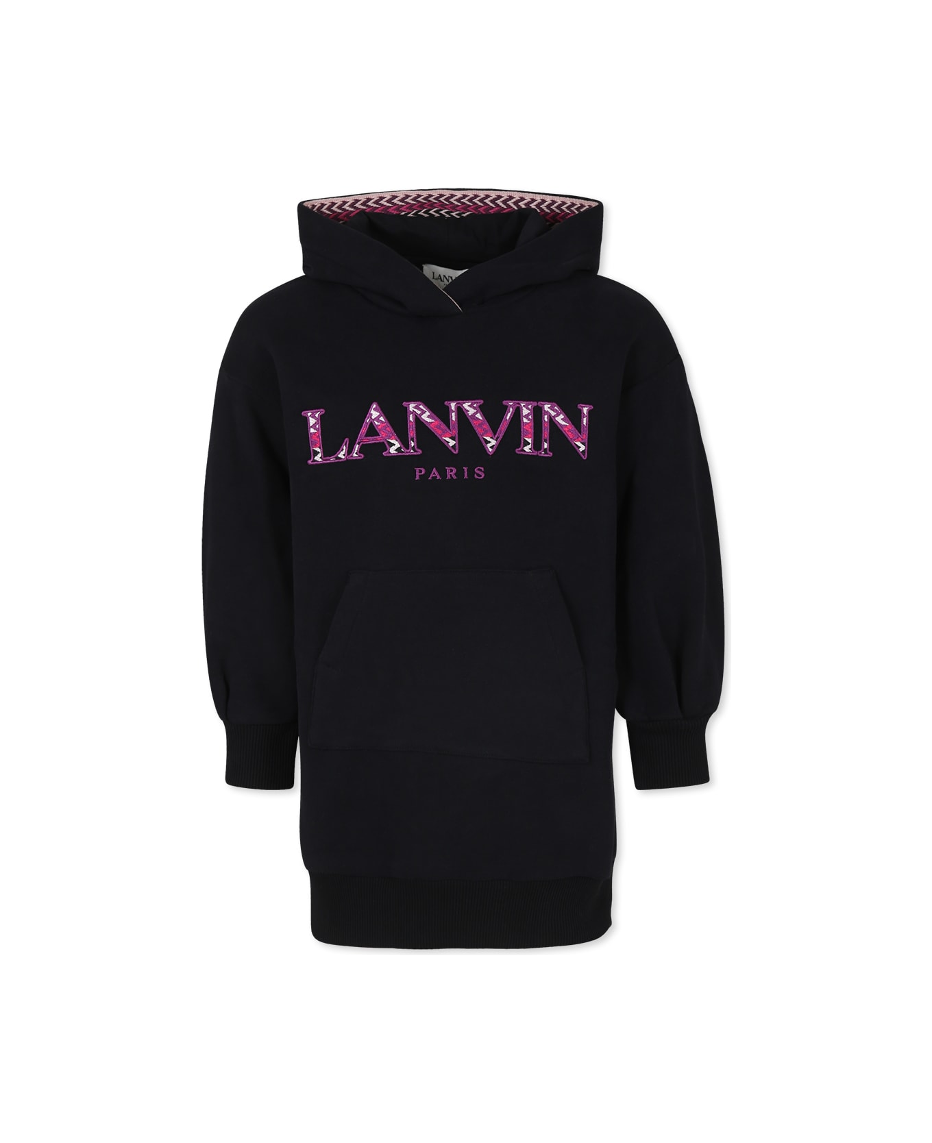 Lanvin Black Dress For Girl With Logo - Nero