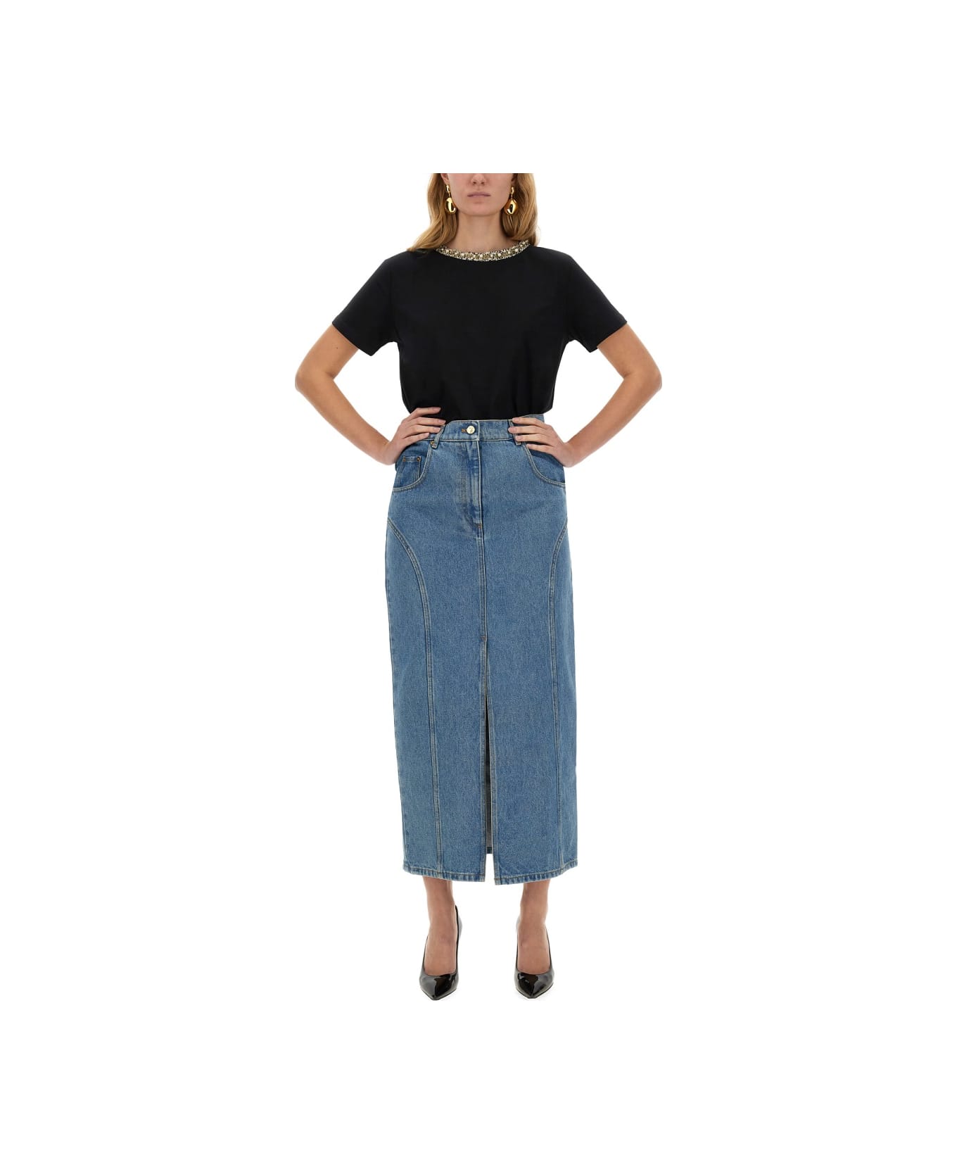 Nina Ricci Long Denim Skirt - DENIM