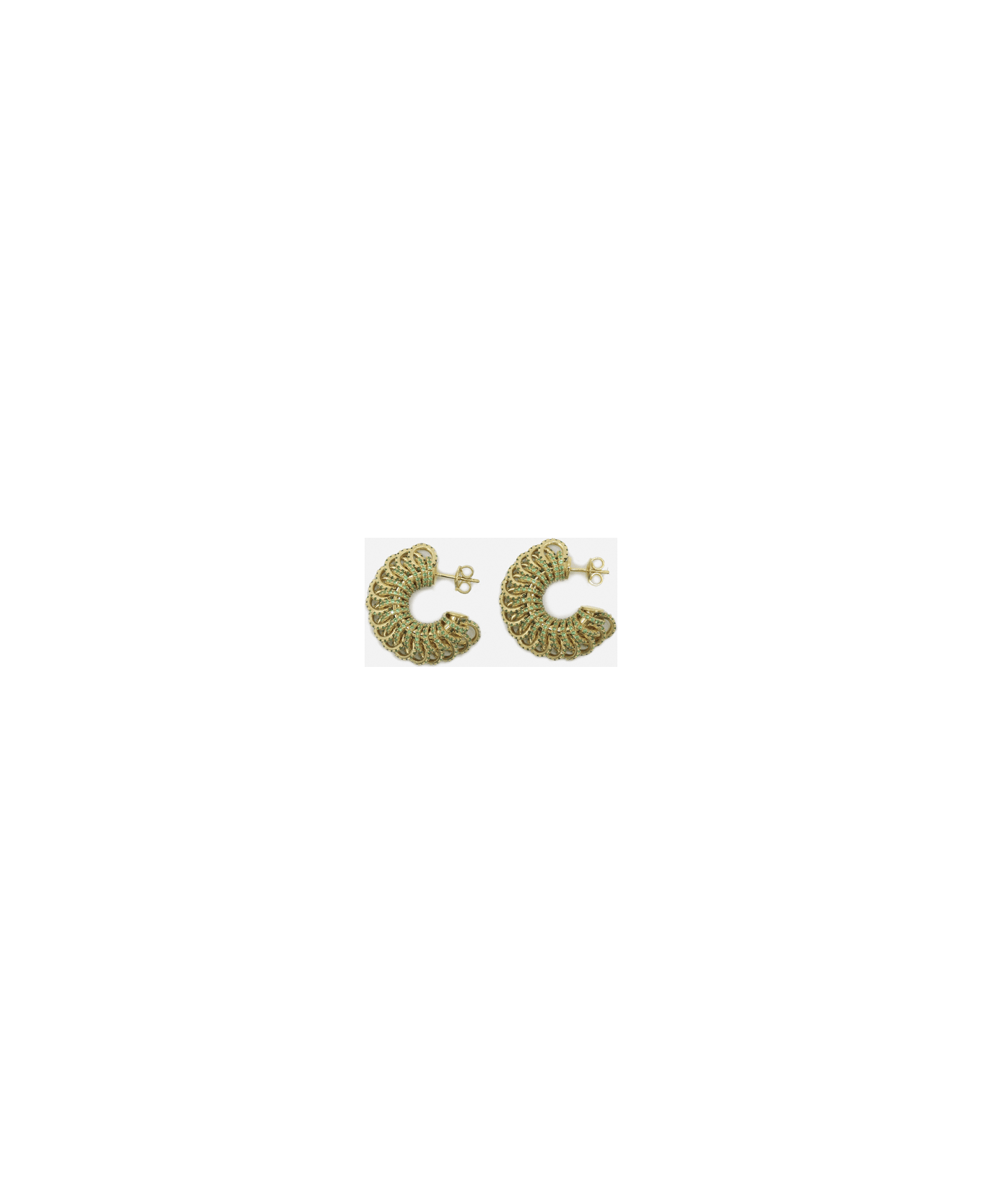 Bottega Veneta Gold-plated Silver Earrings And Crystals - Grass イヤリング