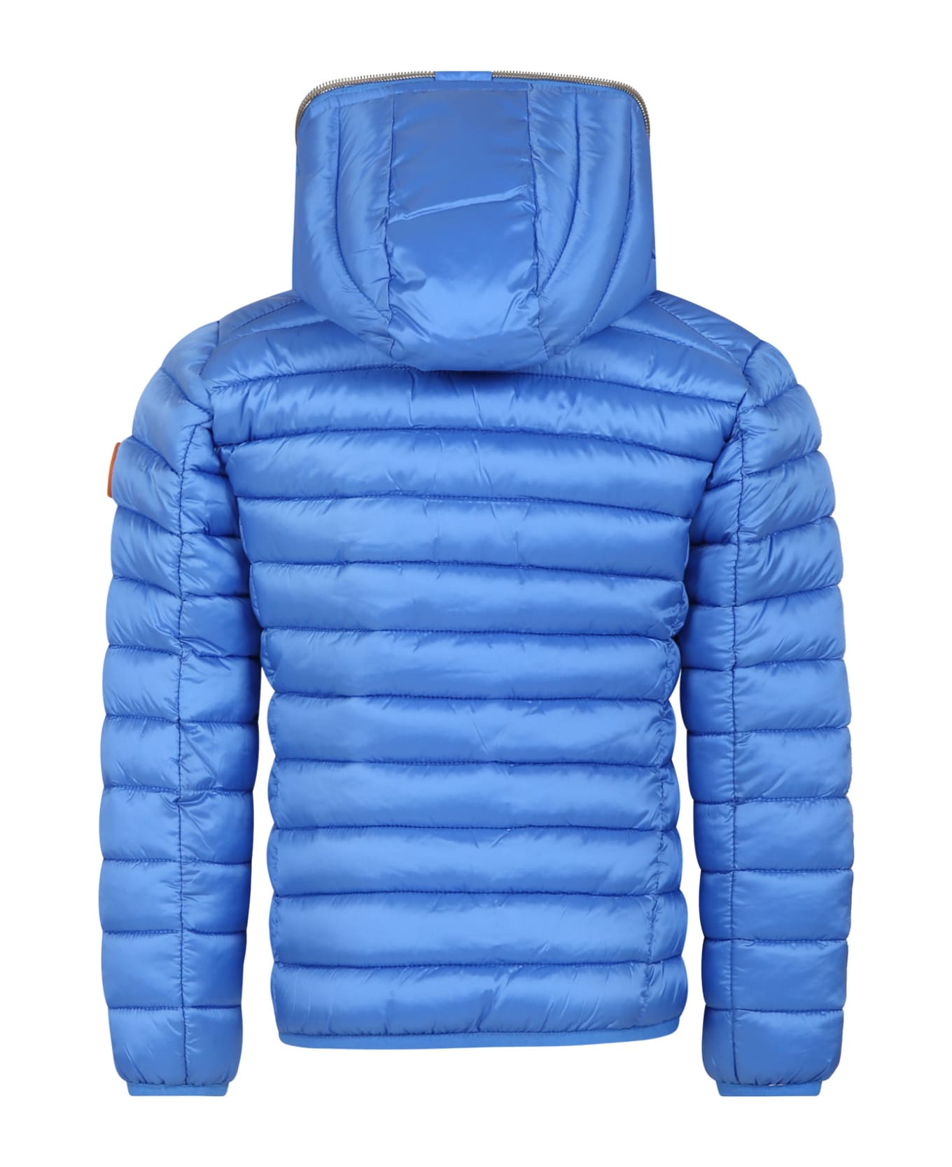 Save the Duck Light Blue Down Jacket Iris For Girl With Logo - Light Blue