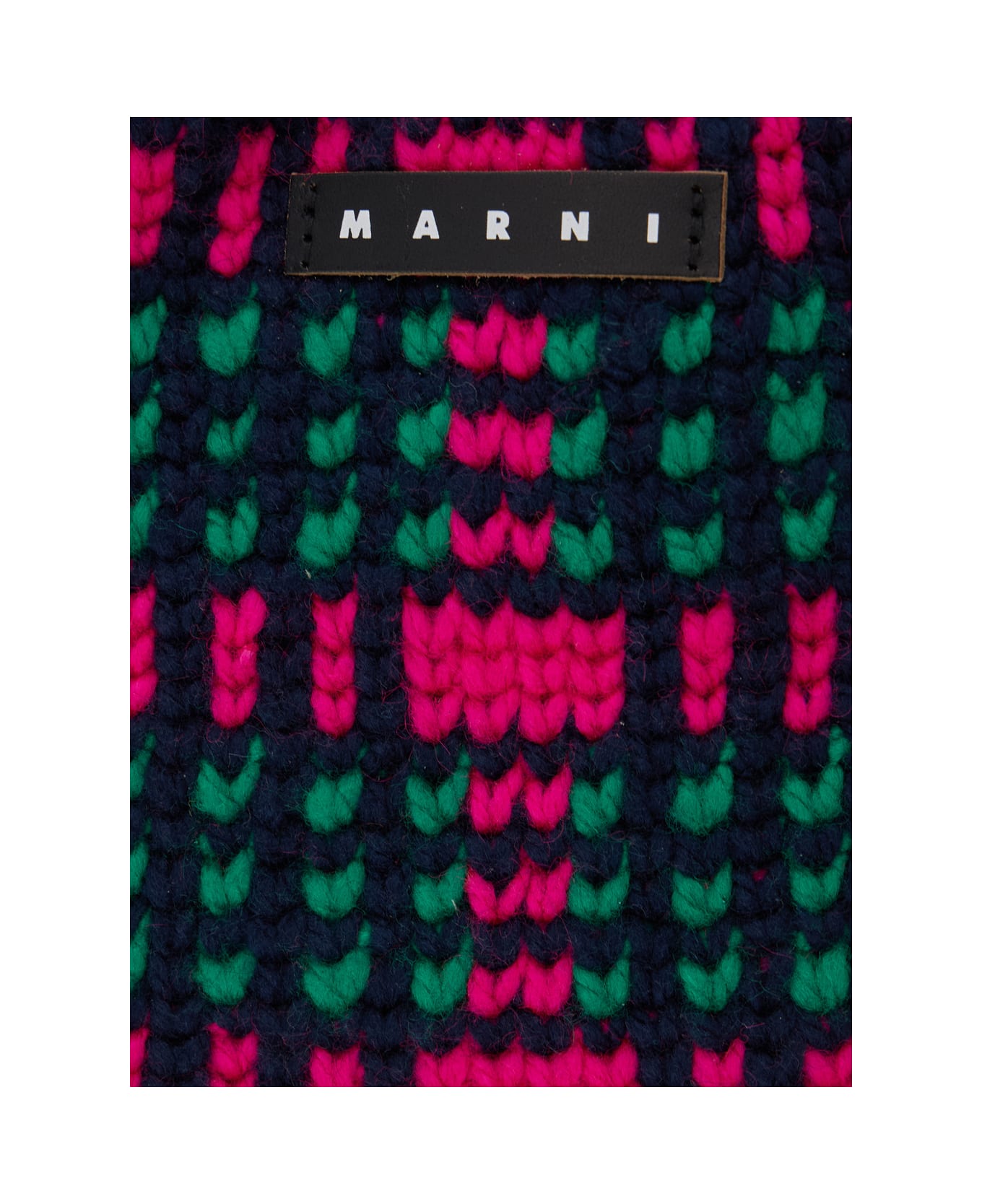 Marni Multicolor Check Handbag In Knitted Fabric Woman - Multicolor